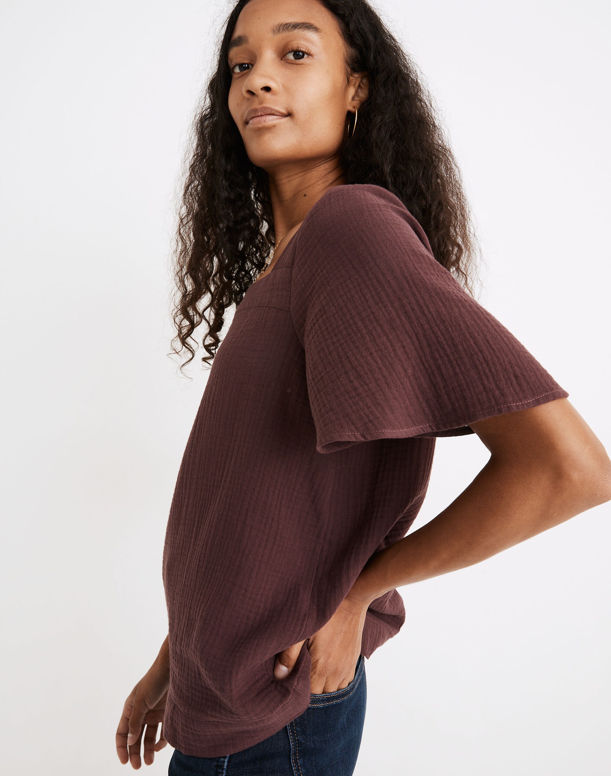 Lightspun Harlow Square-Neck Top