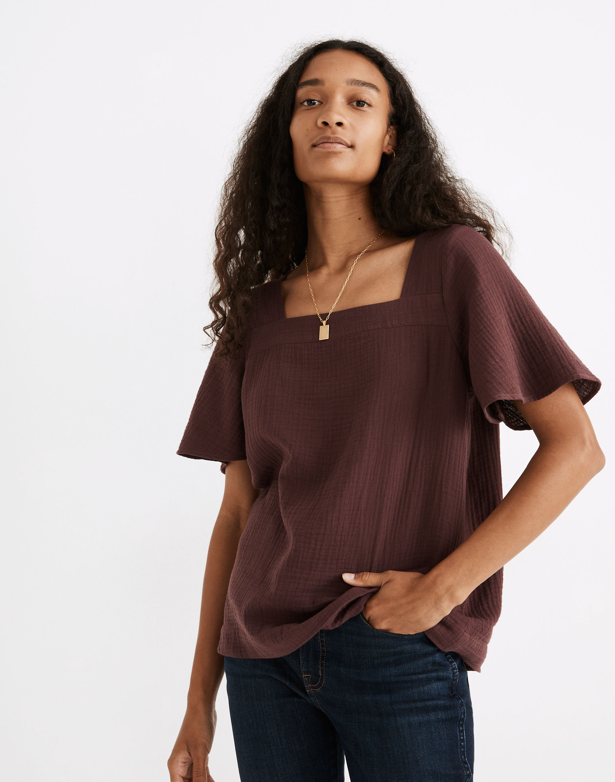 Lightspun Harlow Square-Neck Top