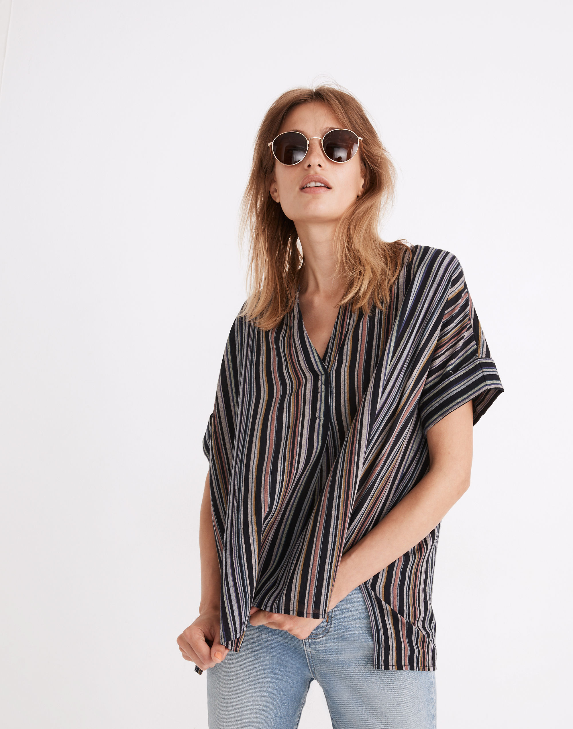 Lakeline Popover Shirt in Rainbow Stripe