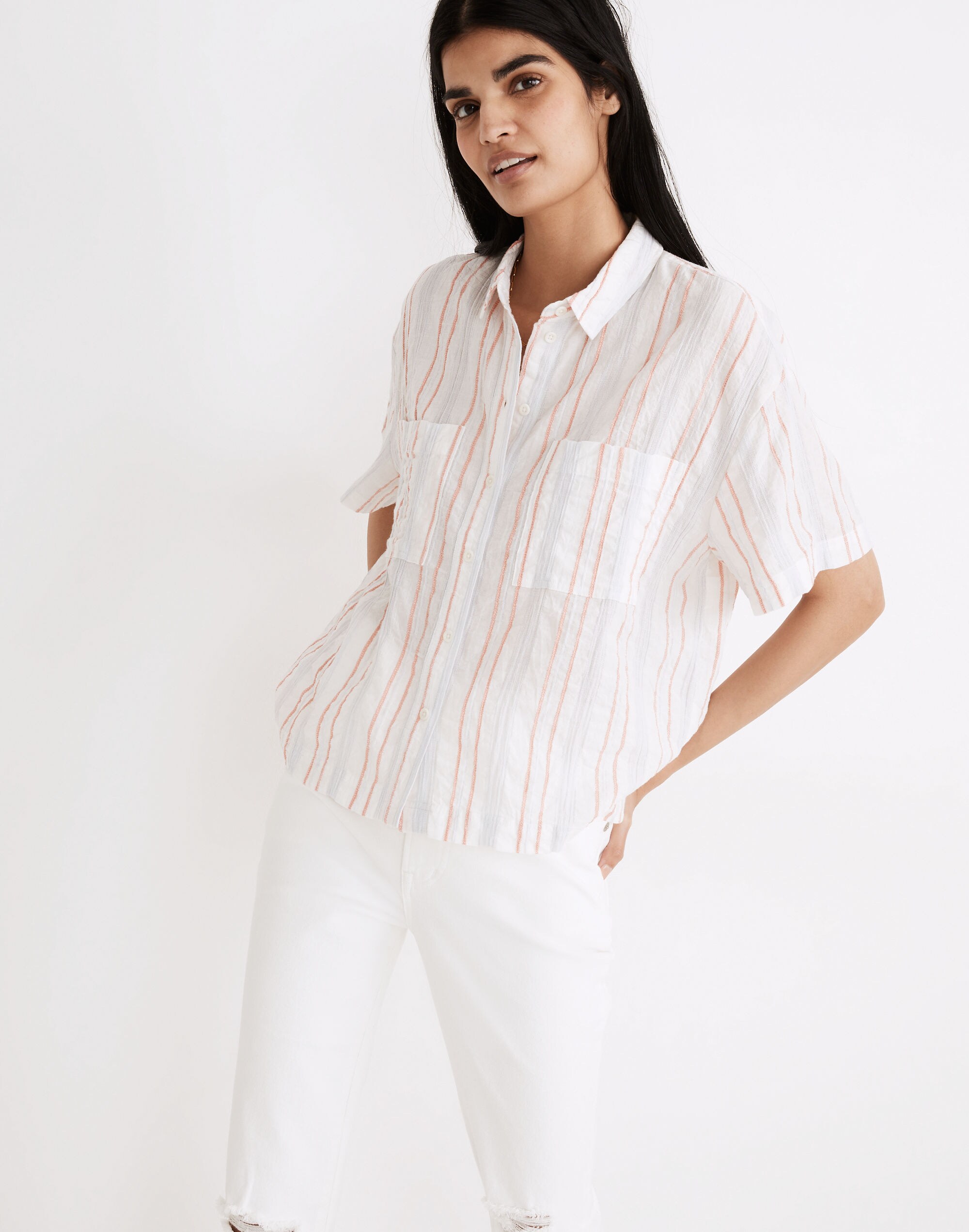 beachside shirt in seersucker delmar stripe