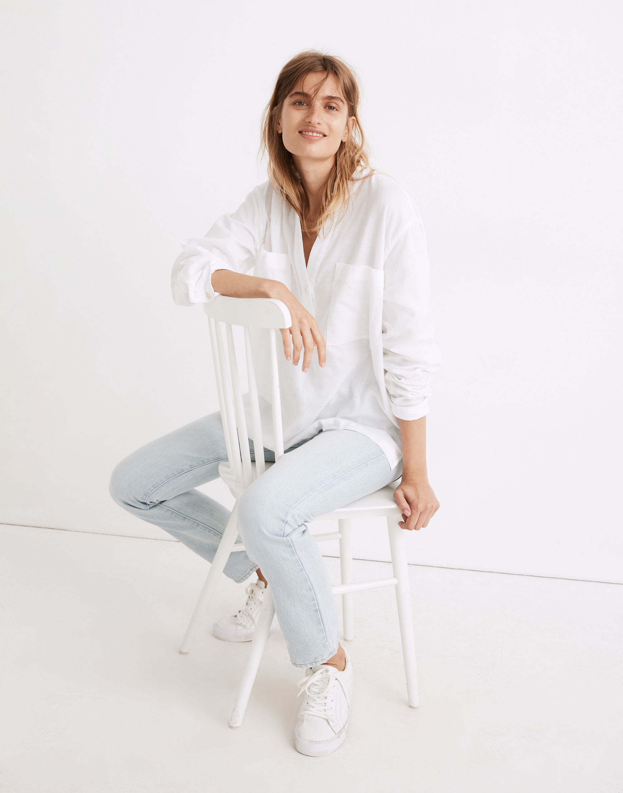 Cotton Gauze Pocket Tunic Shirt