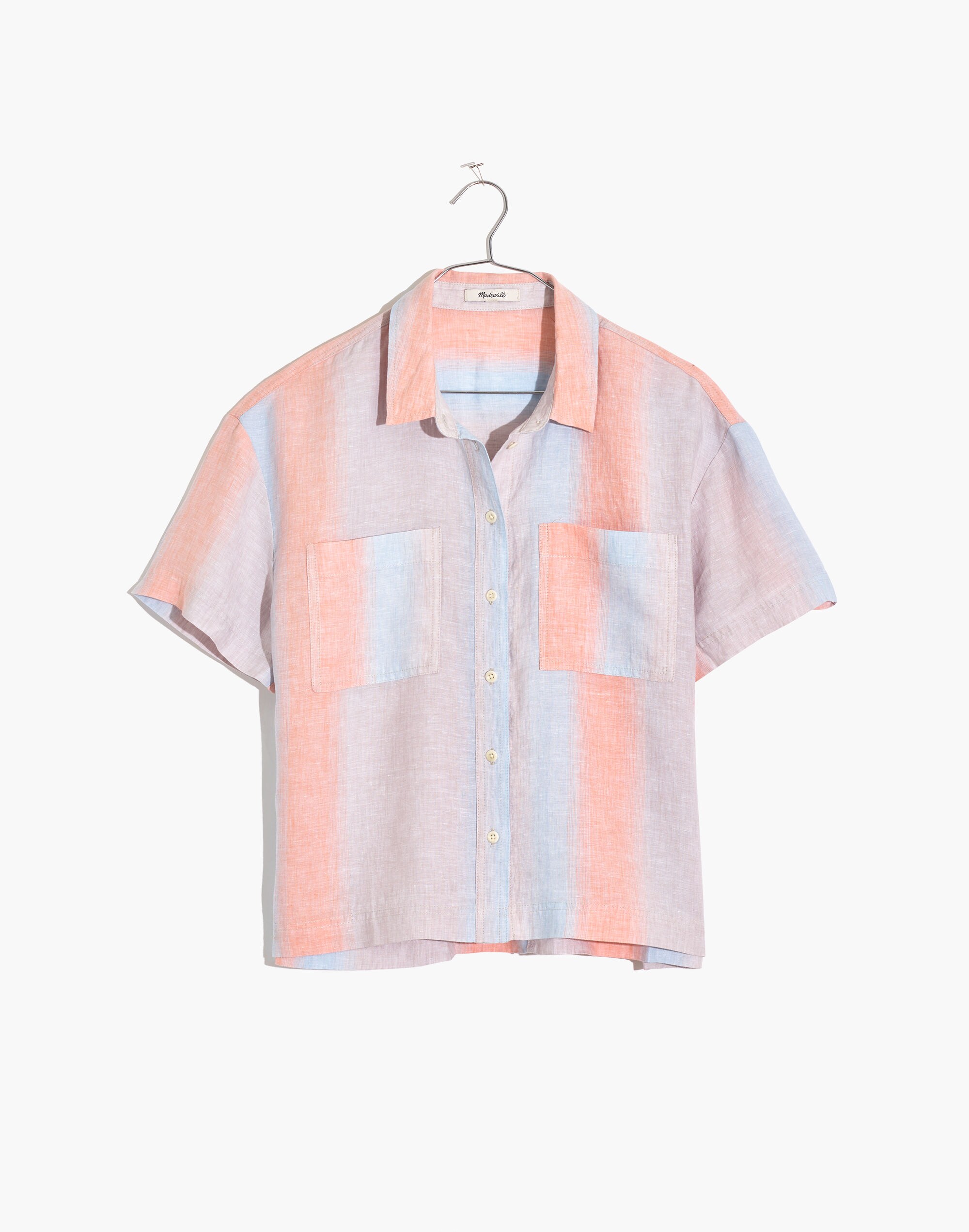 Linen Beachside Shirt in Ombr&eacute; Stripe