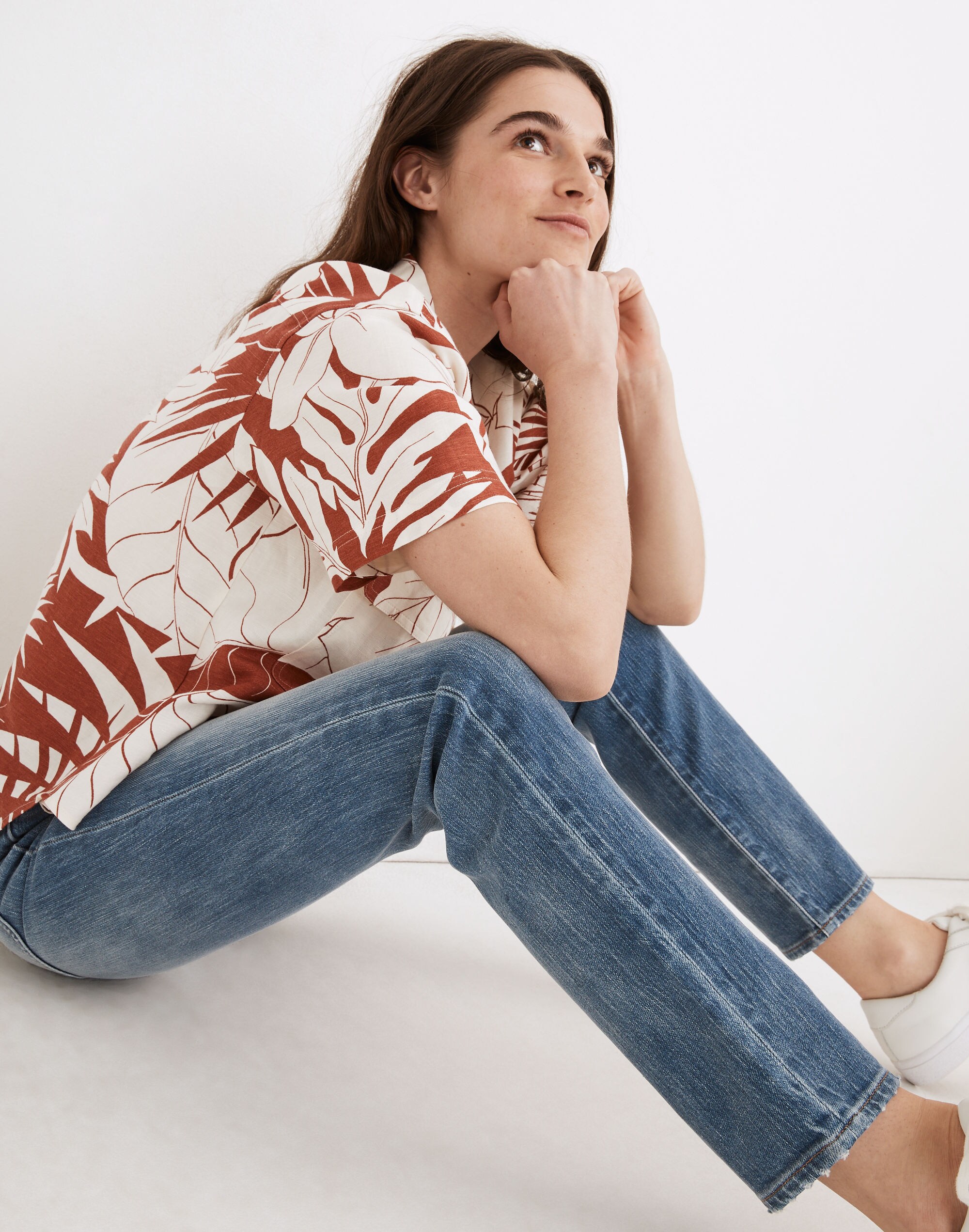 Linen-Blend Medina Shirt in Tropical Vacation