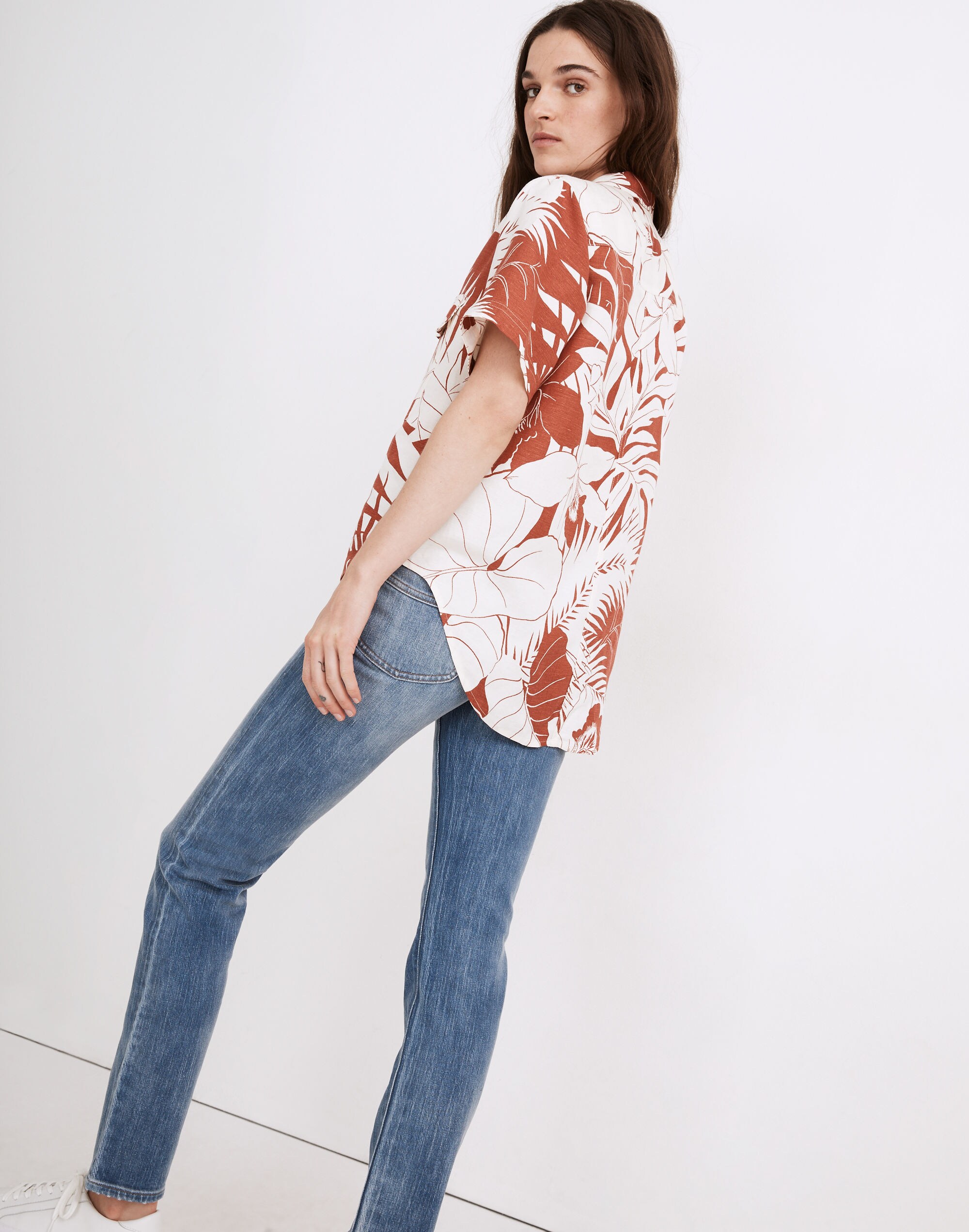 Linen-Blend Medina Shirt in Tropical Vacation