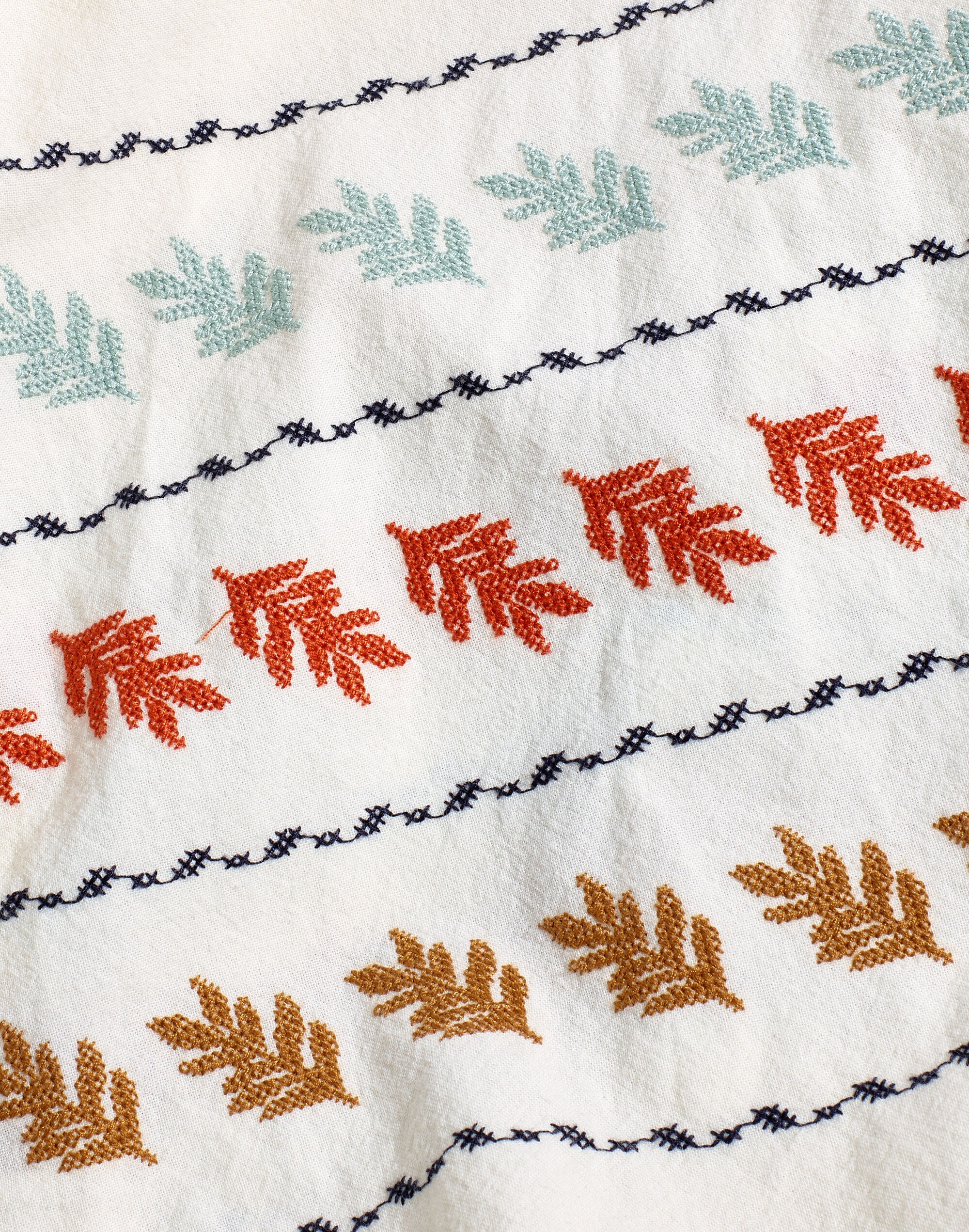 Embroidered-Sleeve Popover Top