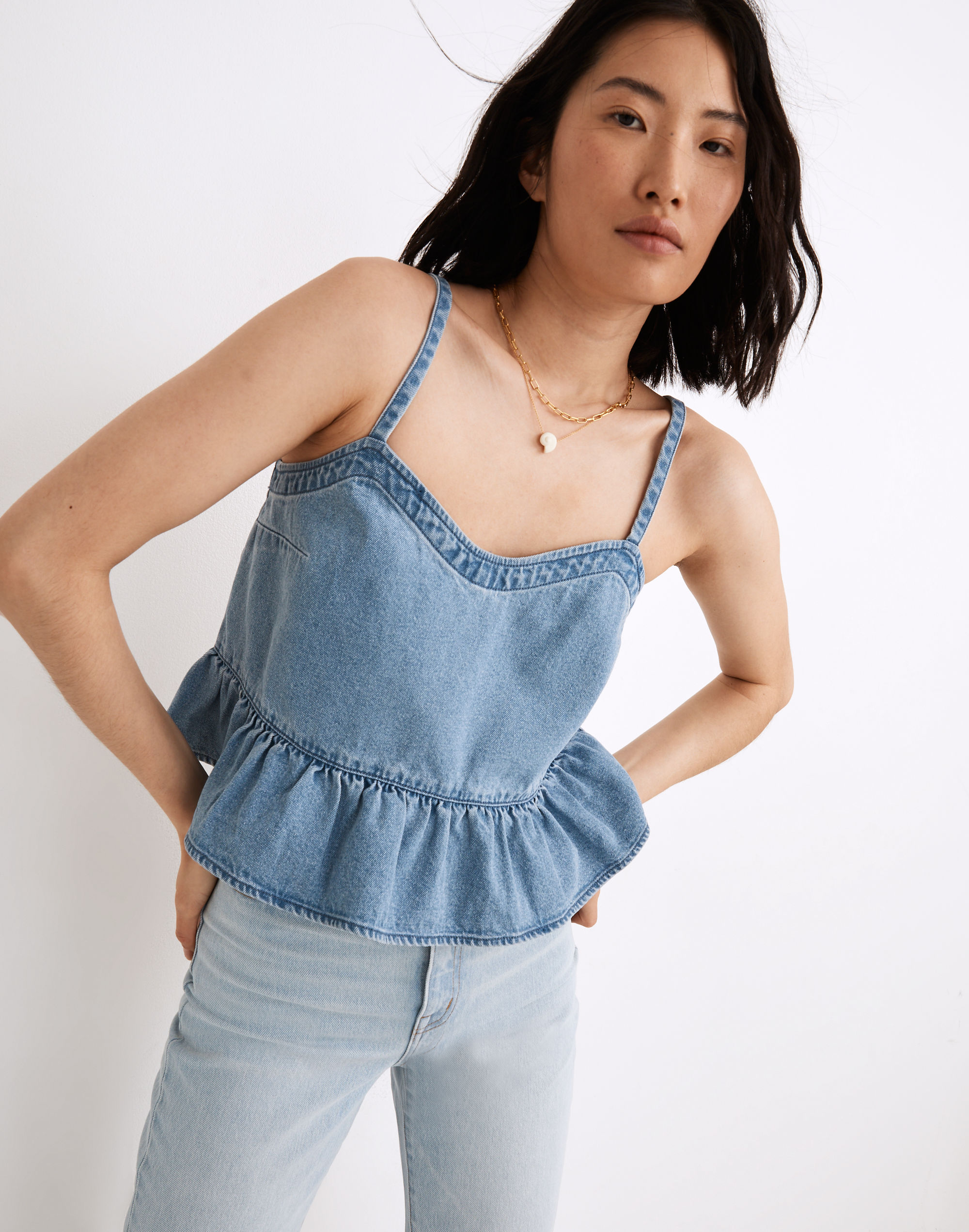 Denim Peplum Cami