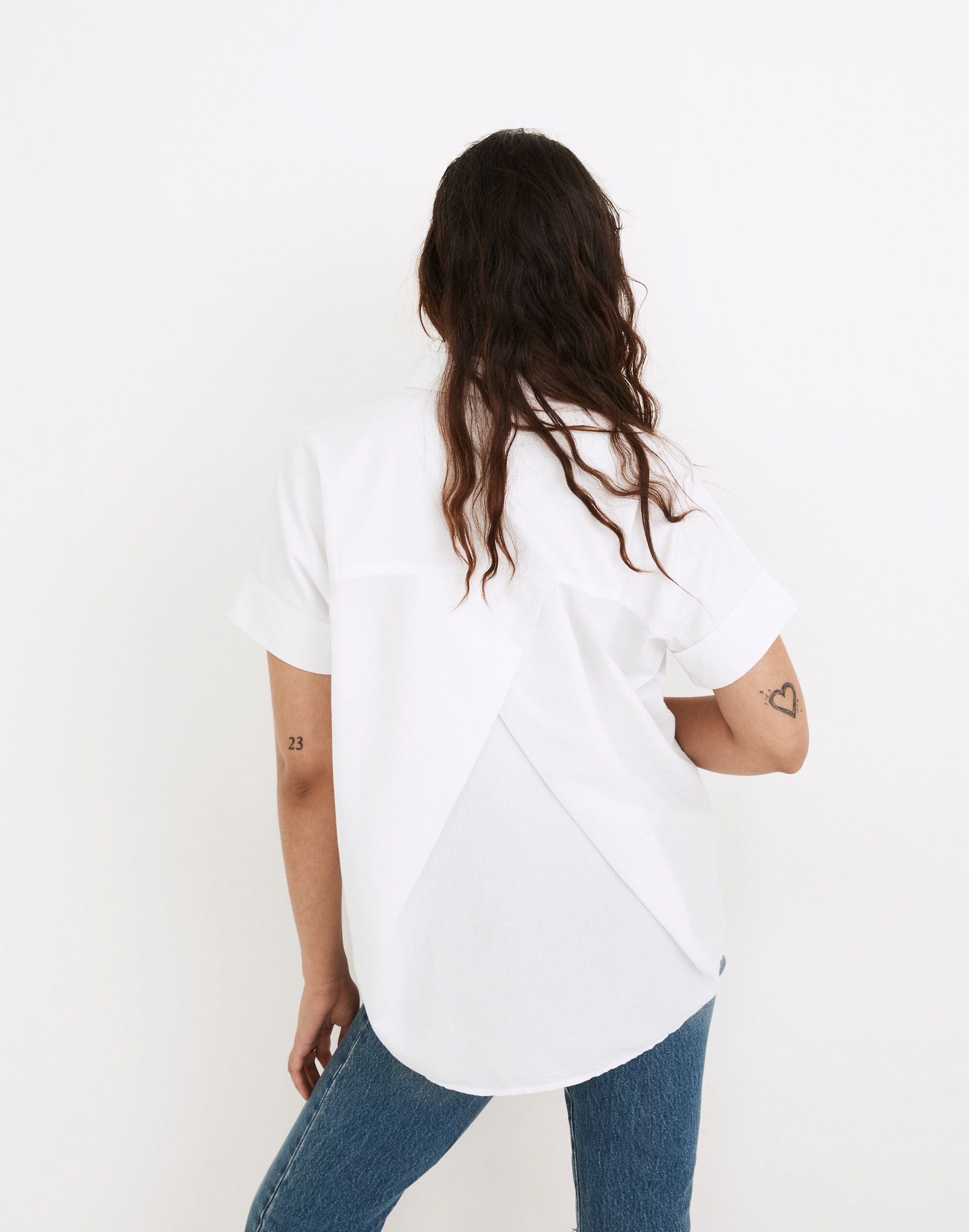 Linen-Blend Courier Pleat-Back Shirt