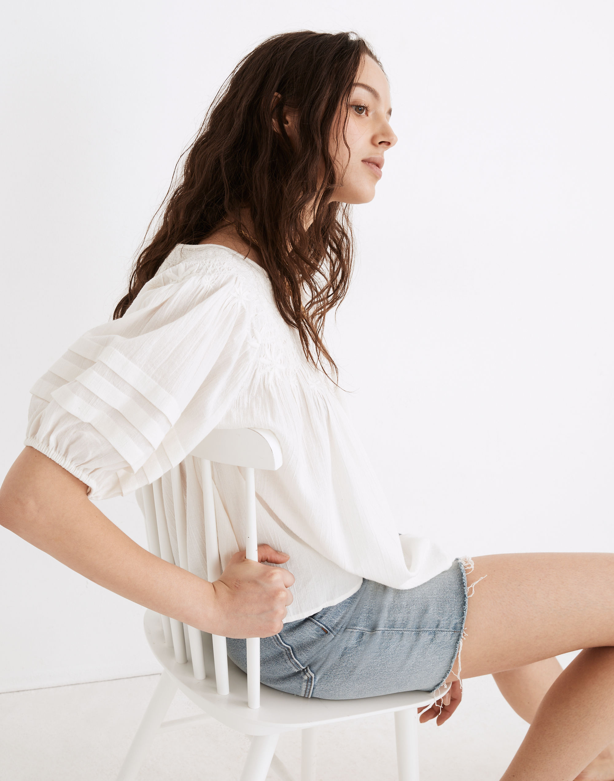 Embroidered Smocked Top