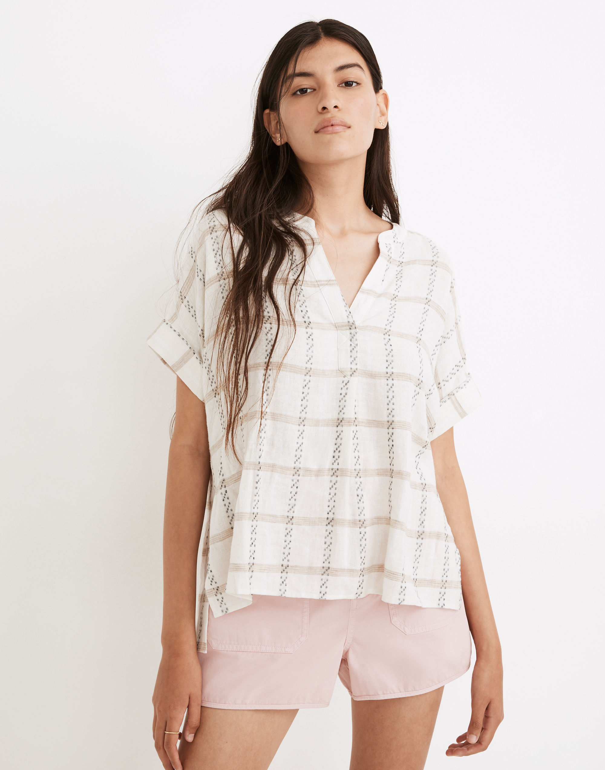 Lakeline Popover Shirt in Windowpane Jacquard | Madewell