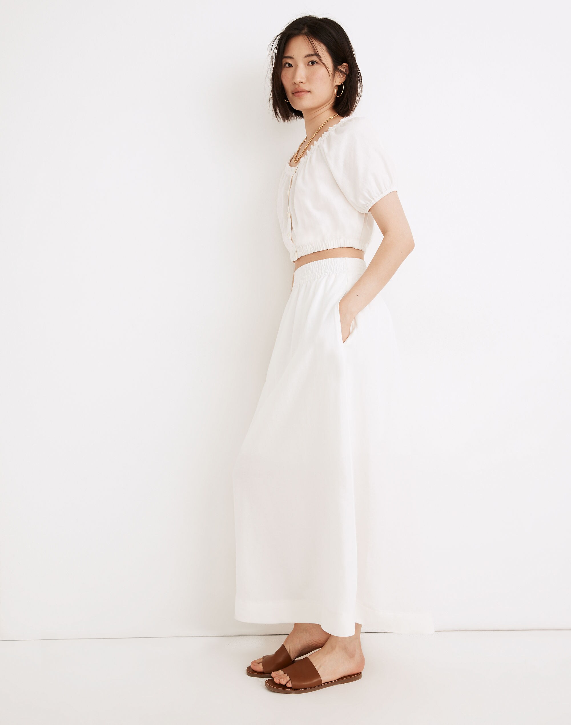 Puff-Sleeve Peasant Crop Top