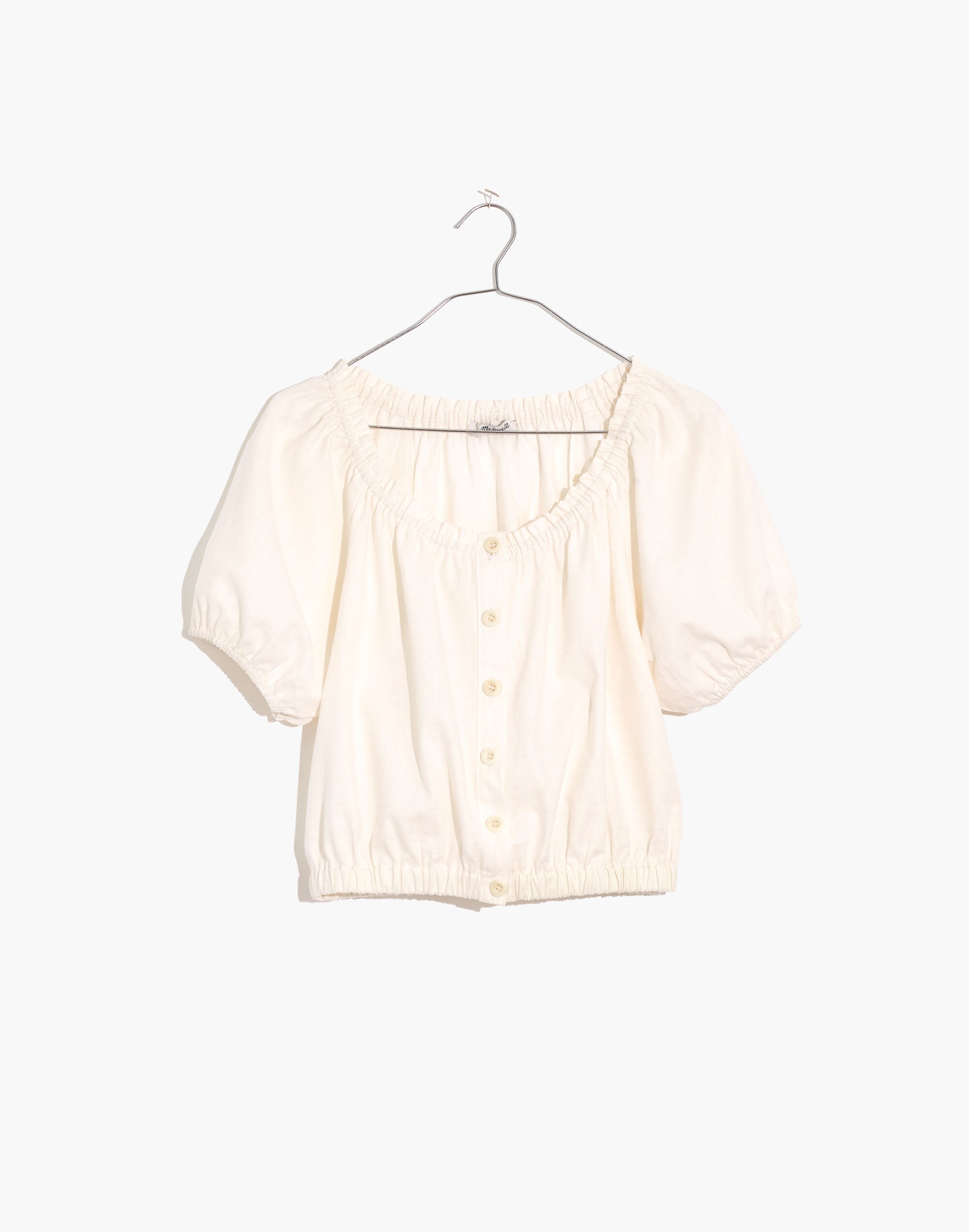Puff-Sleeve Peasant Crop Top