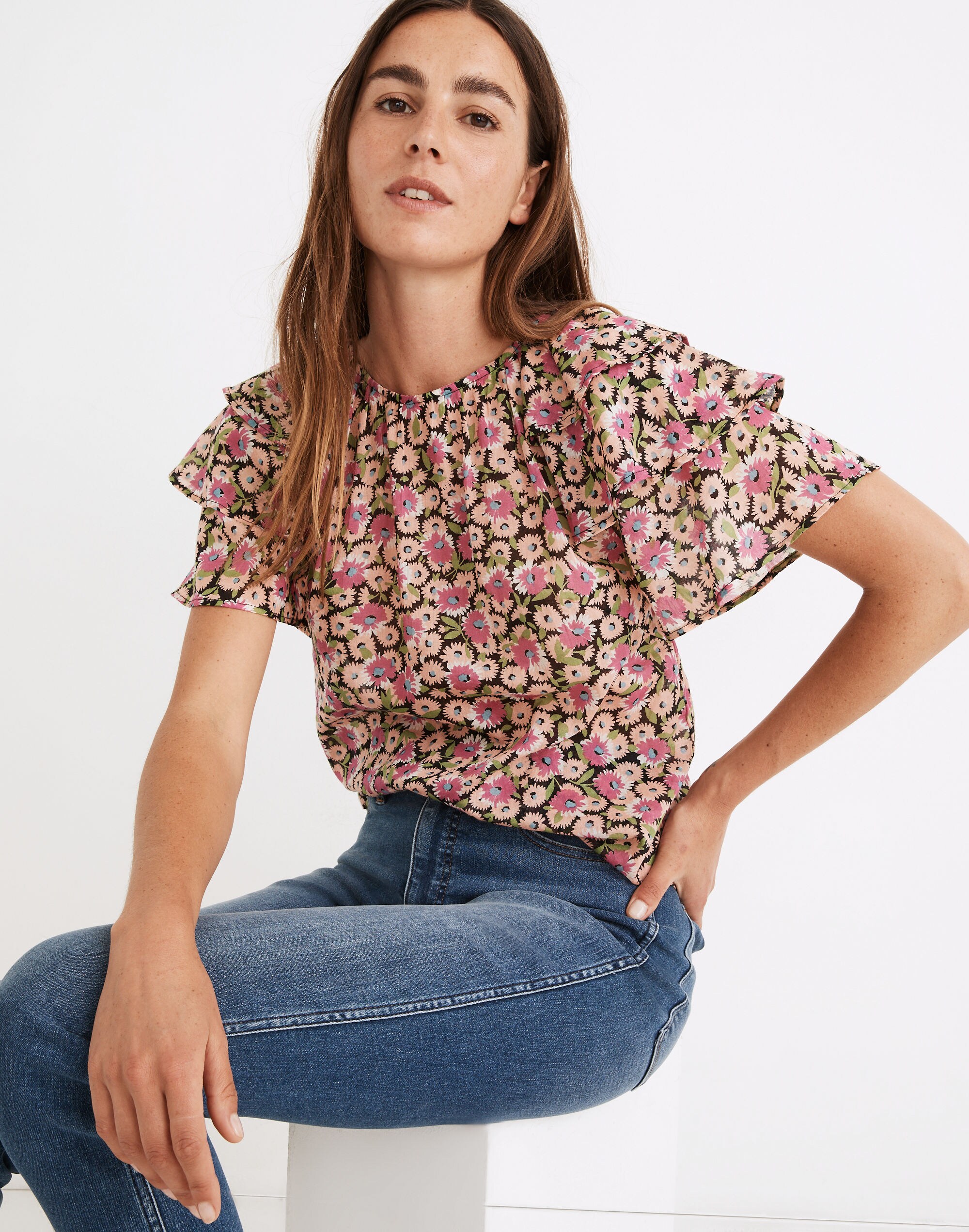 Banjanan Ruffled Andrea Top in Flower Carpet
