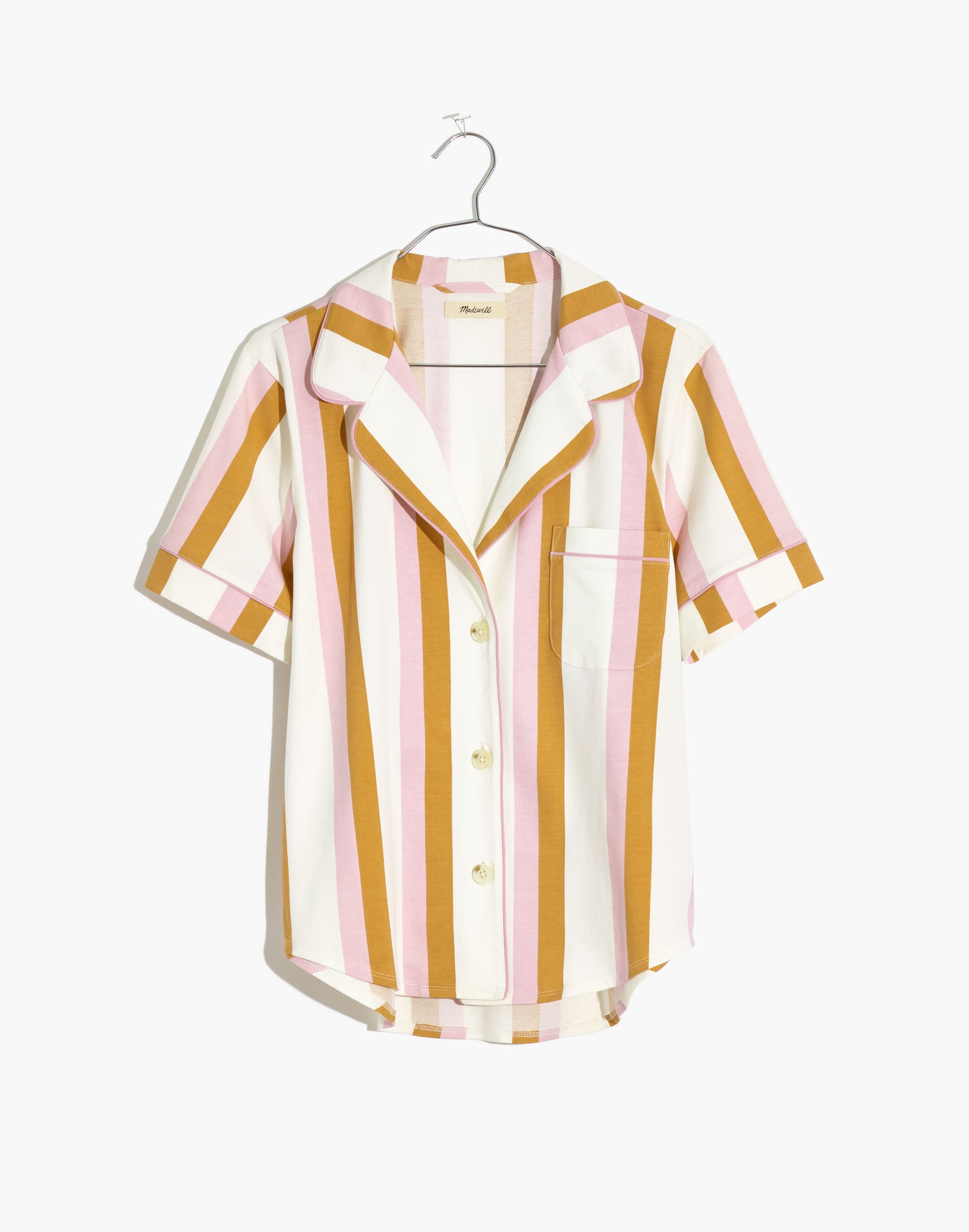 Knit Bedtime Short-Sleeve Pajama Top in Peacham Stripe