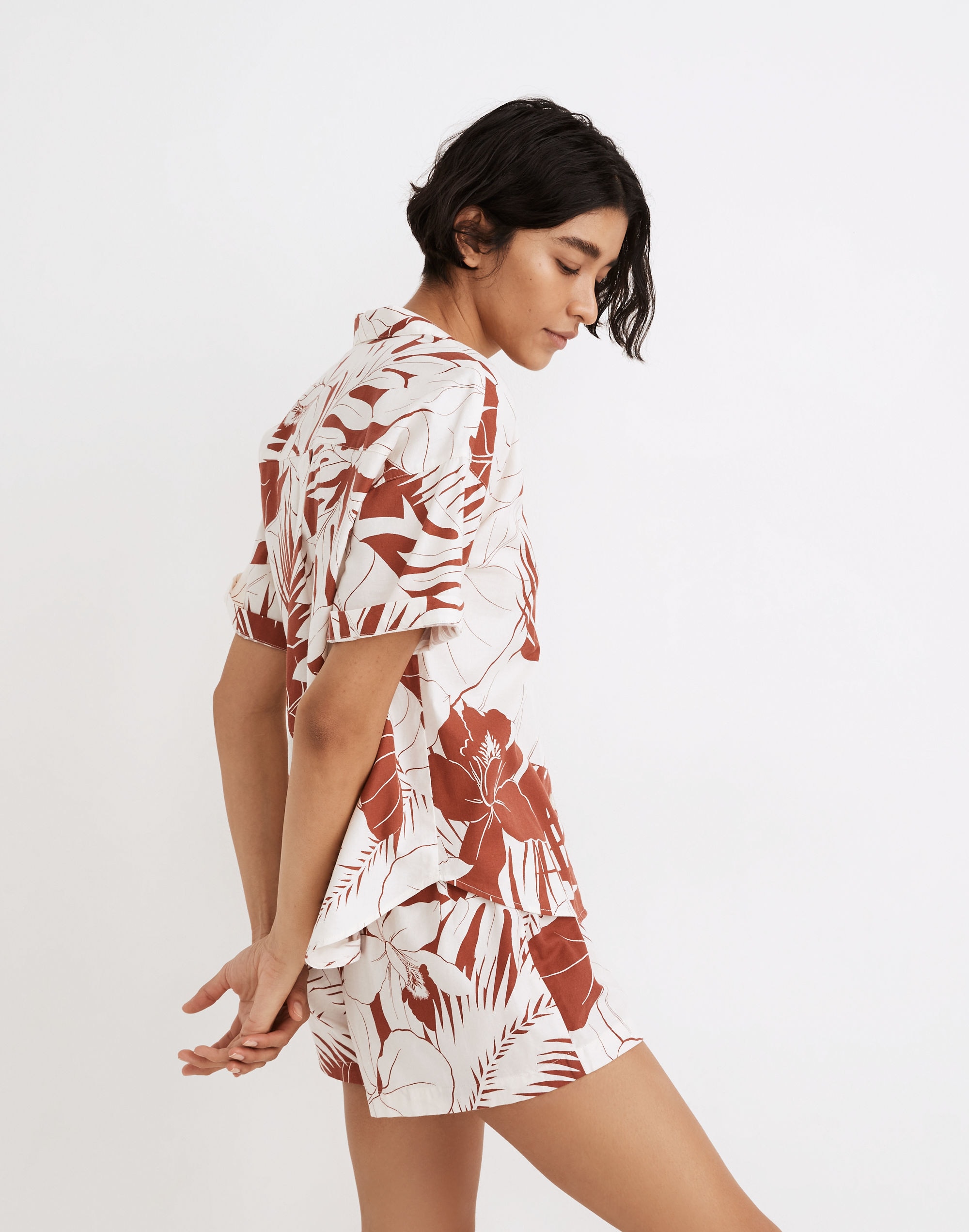 Oversized Pajama Shirt in Tropical Vacation