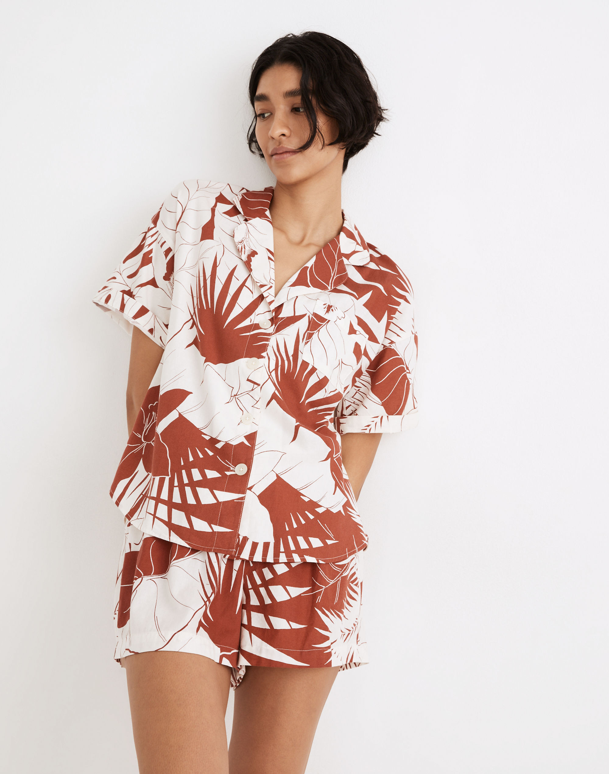 Oversized Pajama Shirt in Tropical Vacation