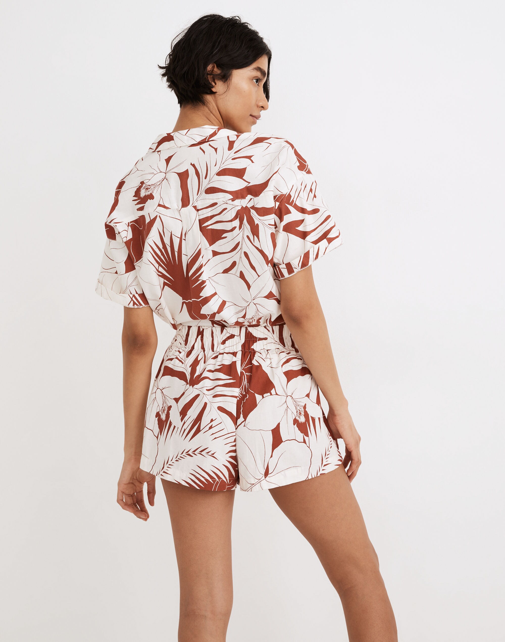 Oversized Pajama Shorts in Tropical Vacation