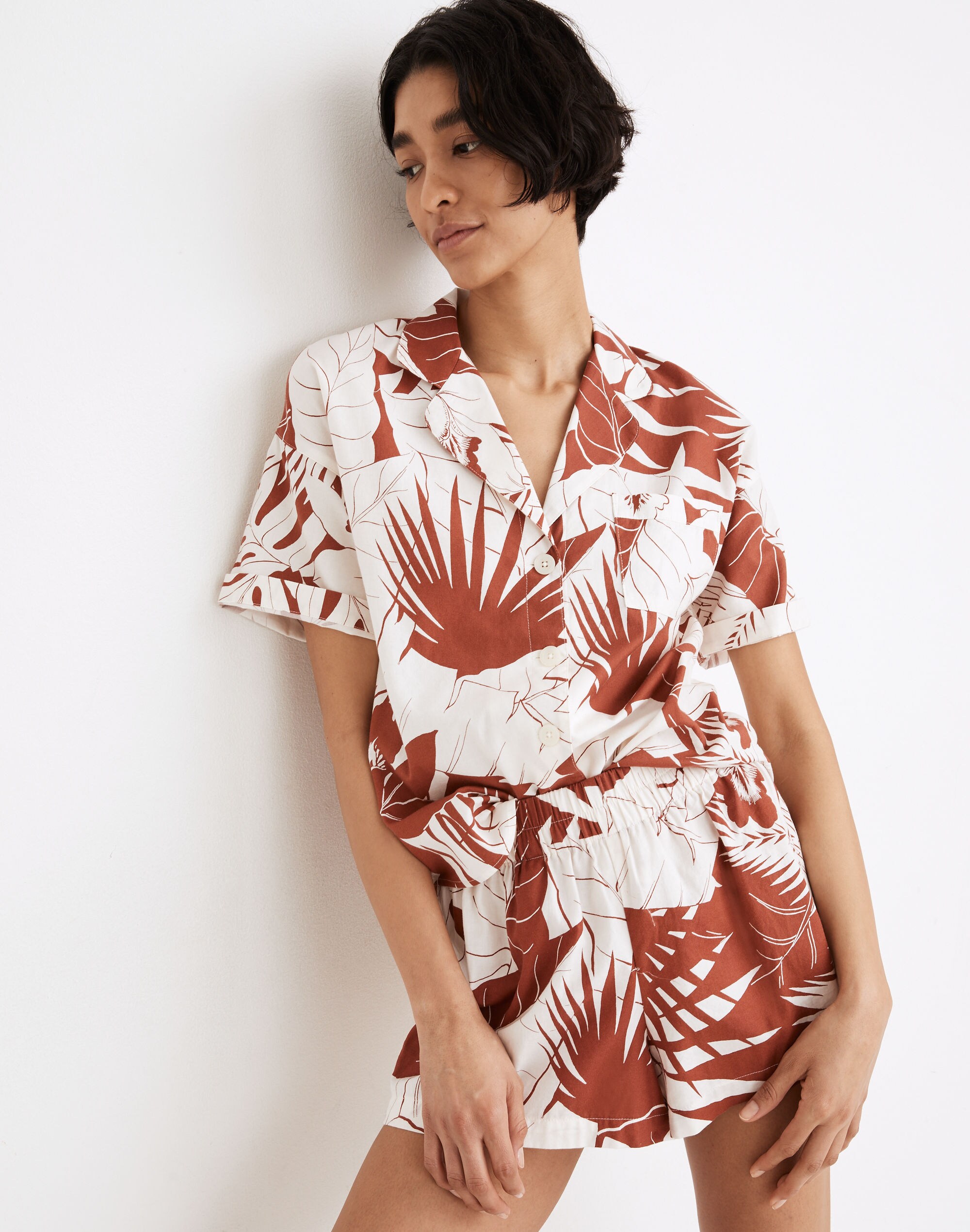 Oversized Pajama Shorts in Tropical Vacation