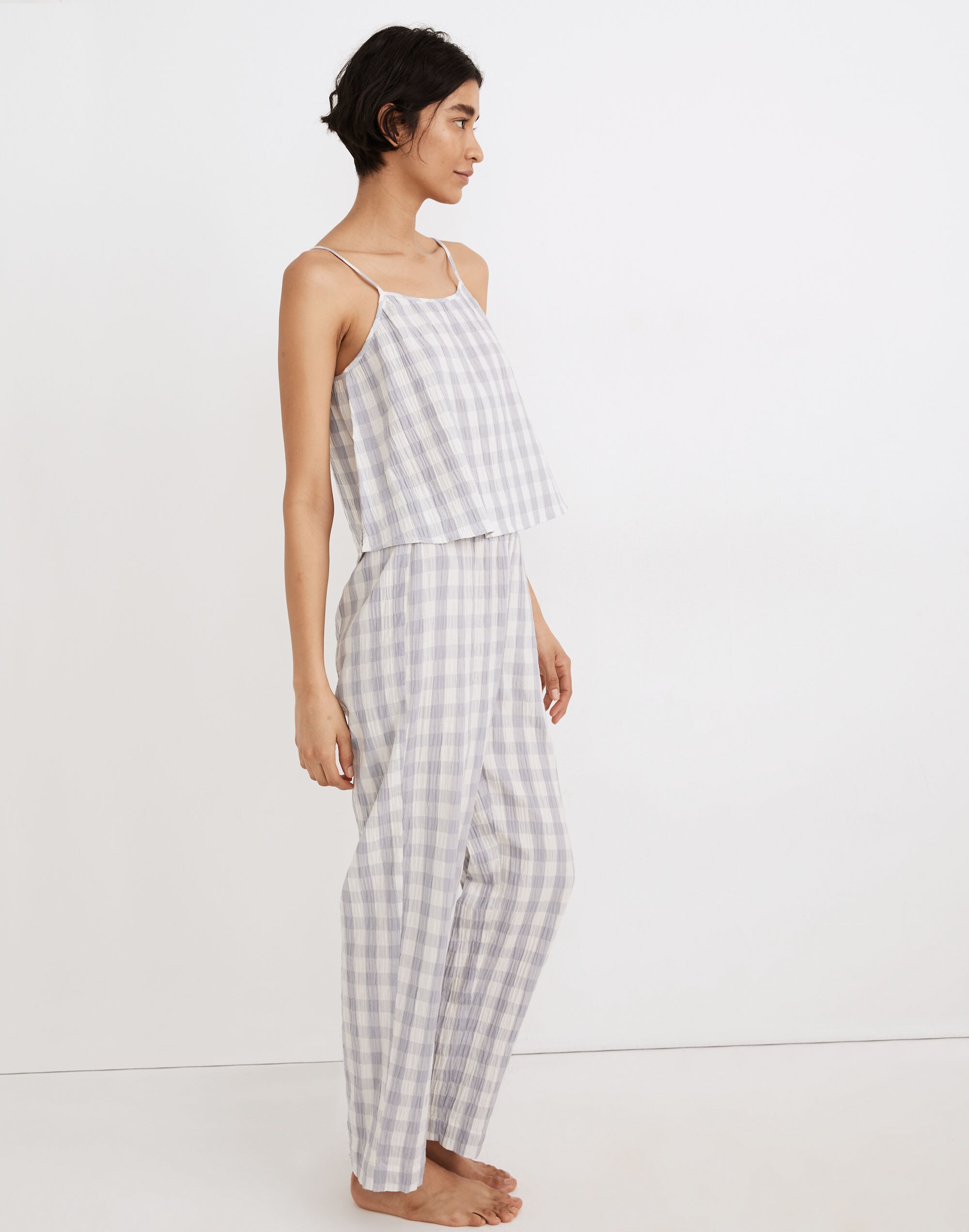 Crinkle Pajama Cami in Gingham Check
