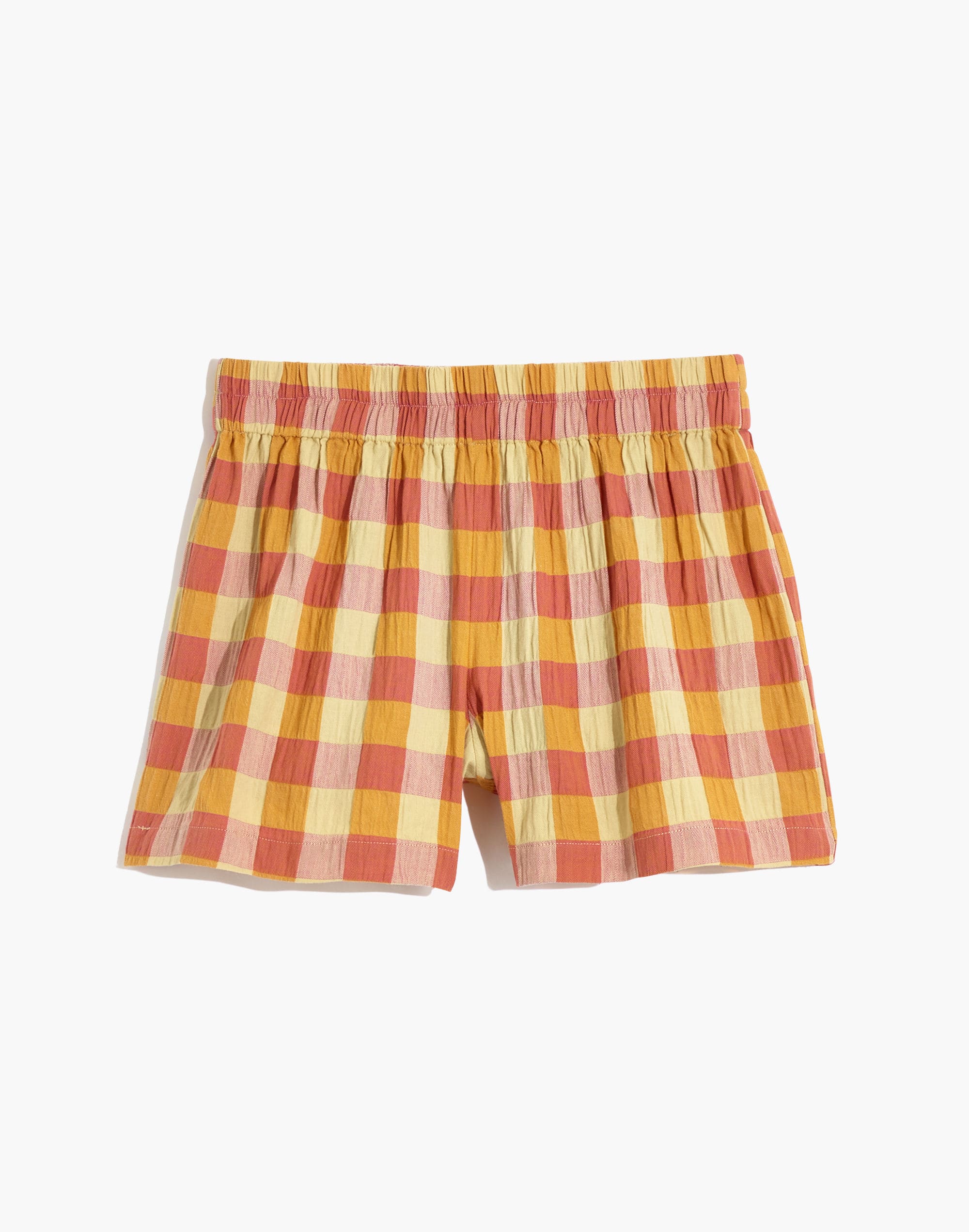 Crinkle Oversized Pajama Shorts in Gingham Check