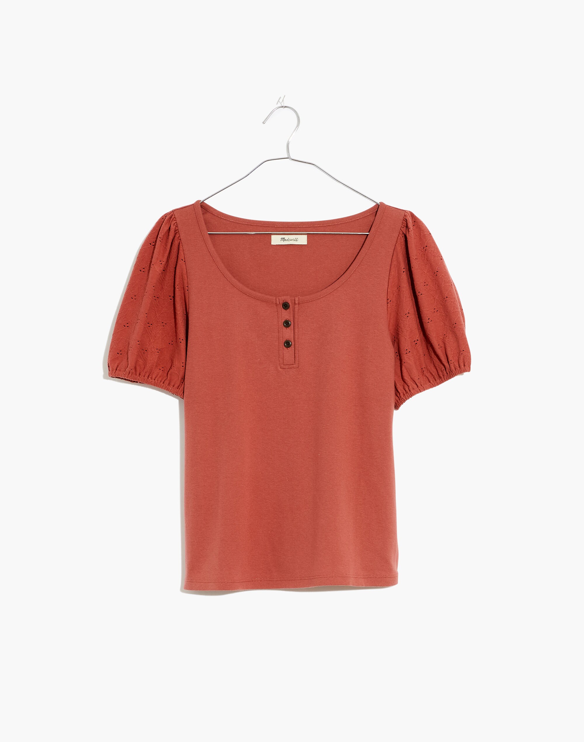 Eyelet-Sleeve Henley Top