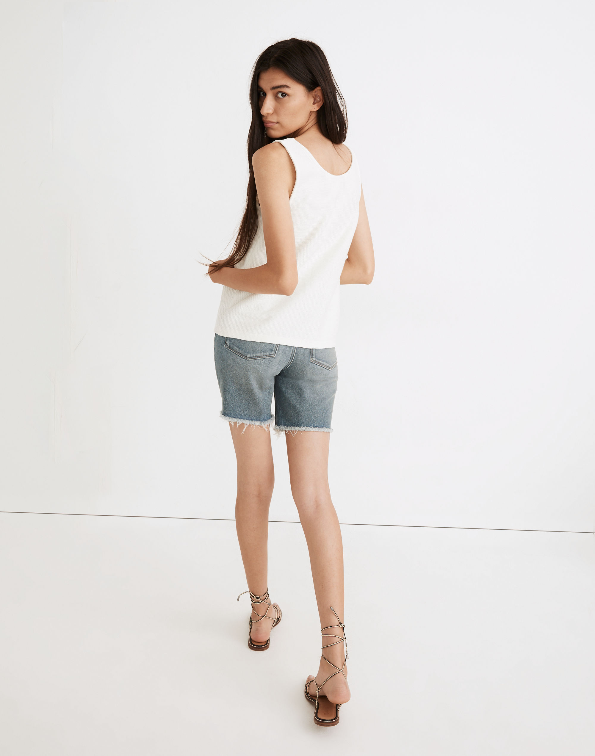 Ottoman Jacquard Button-Front Tank