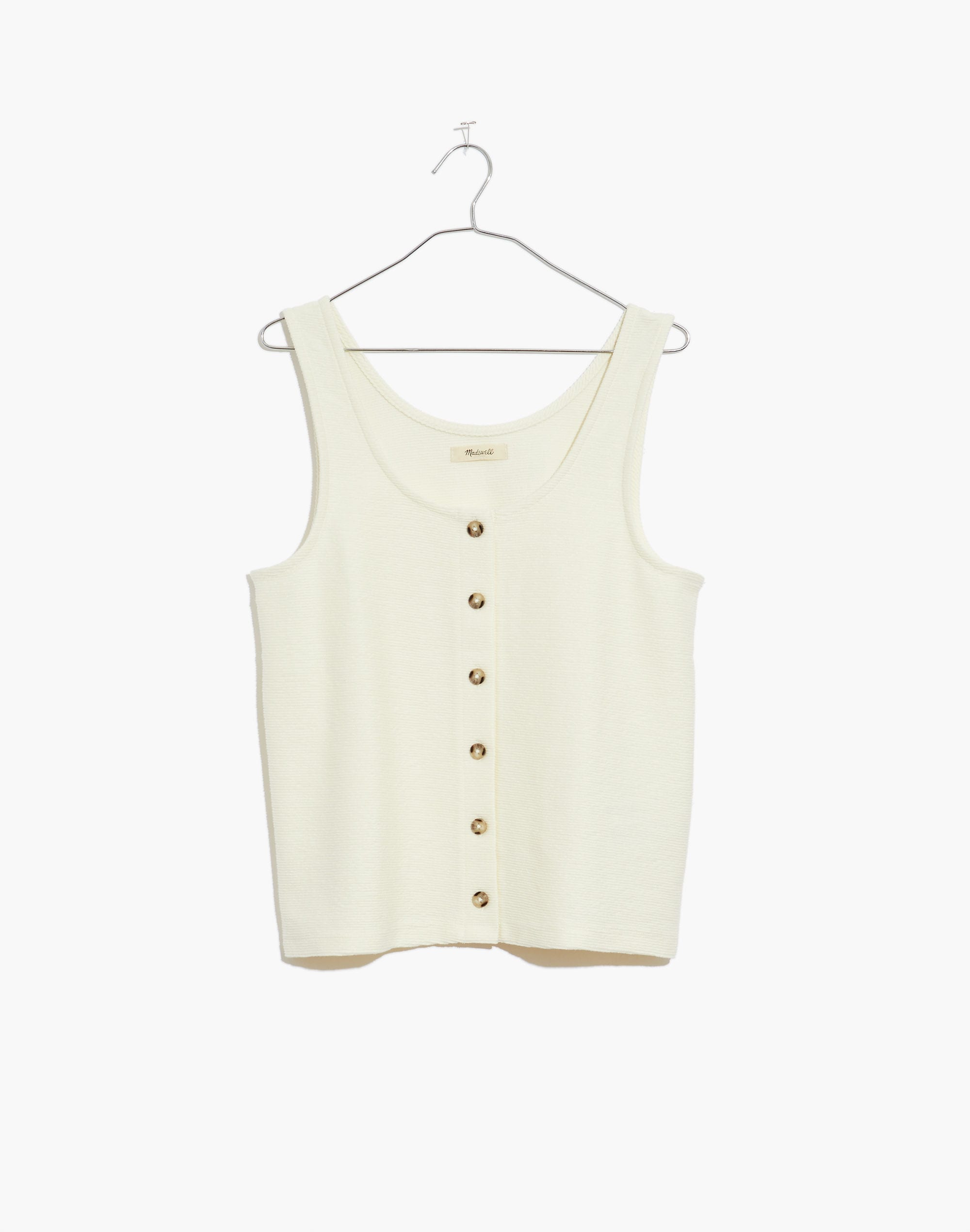 Ottoman Jacquard Button-Front Tank