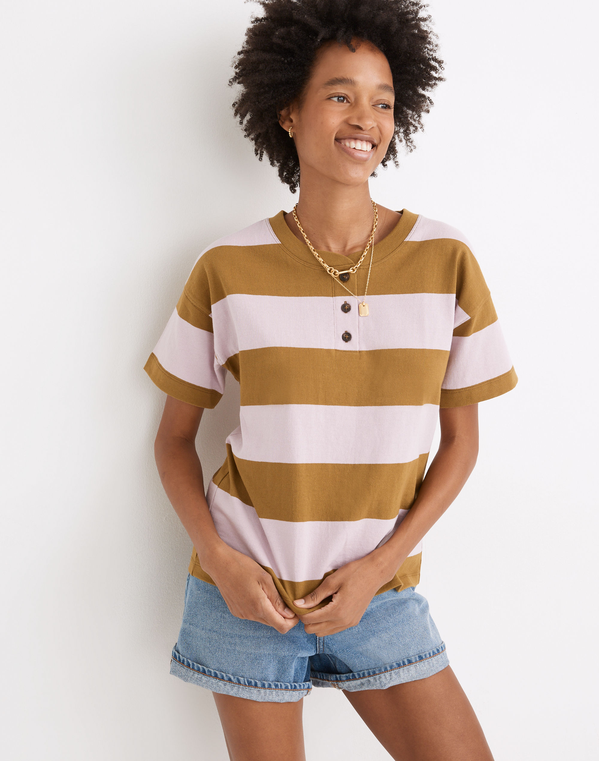 Parkview Henley Tee in Rugby Stripe