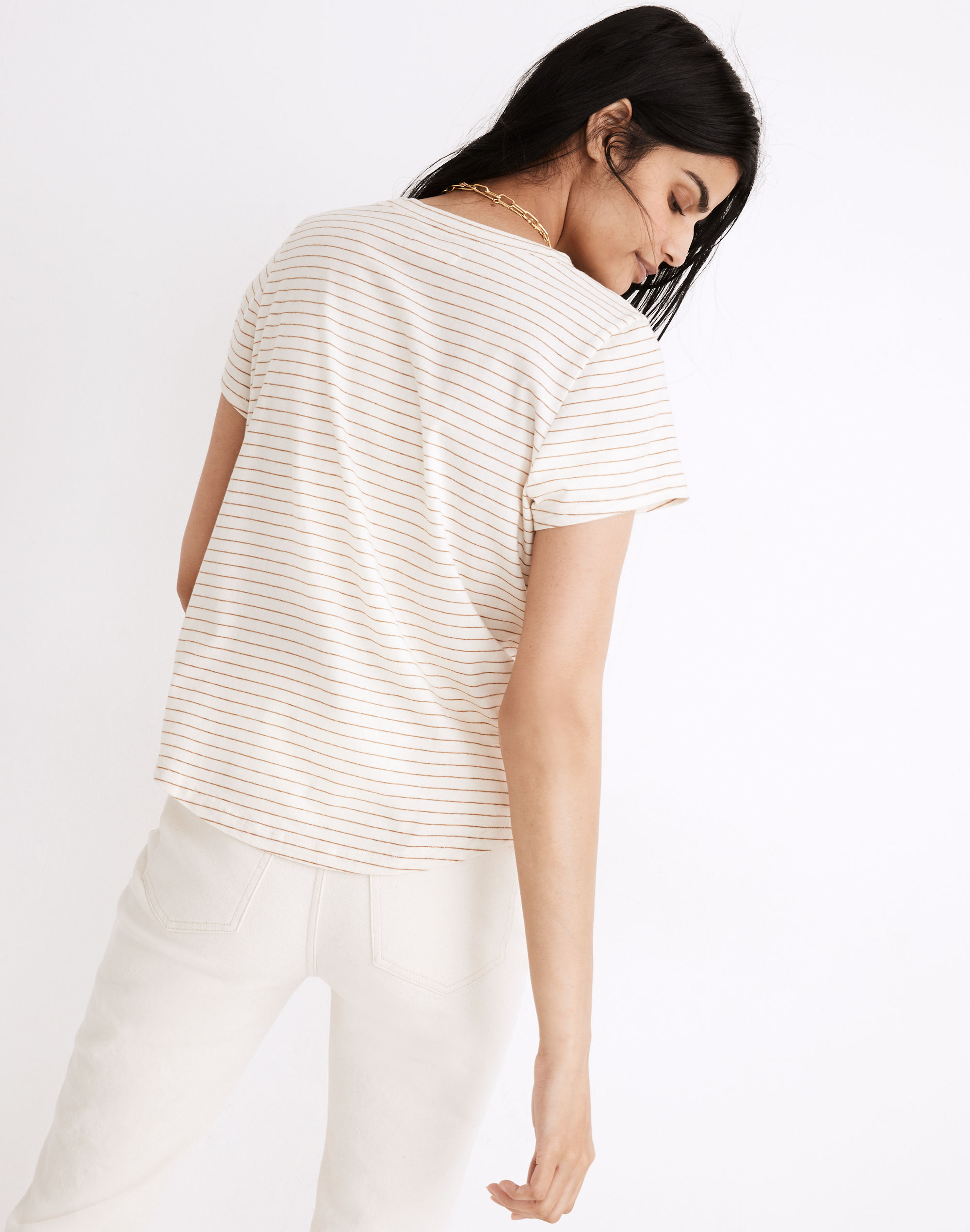 Undyed Cotton Shrunken Shirttail Tee in Stripe