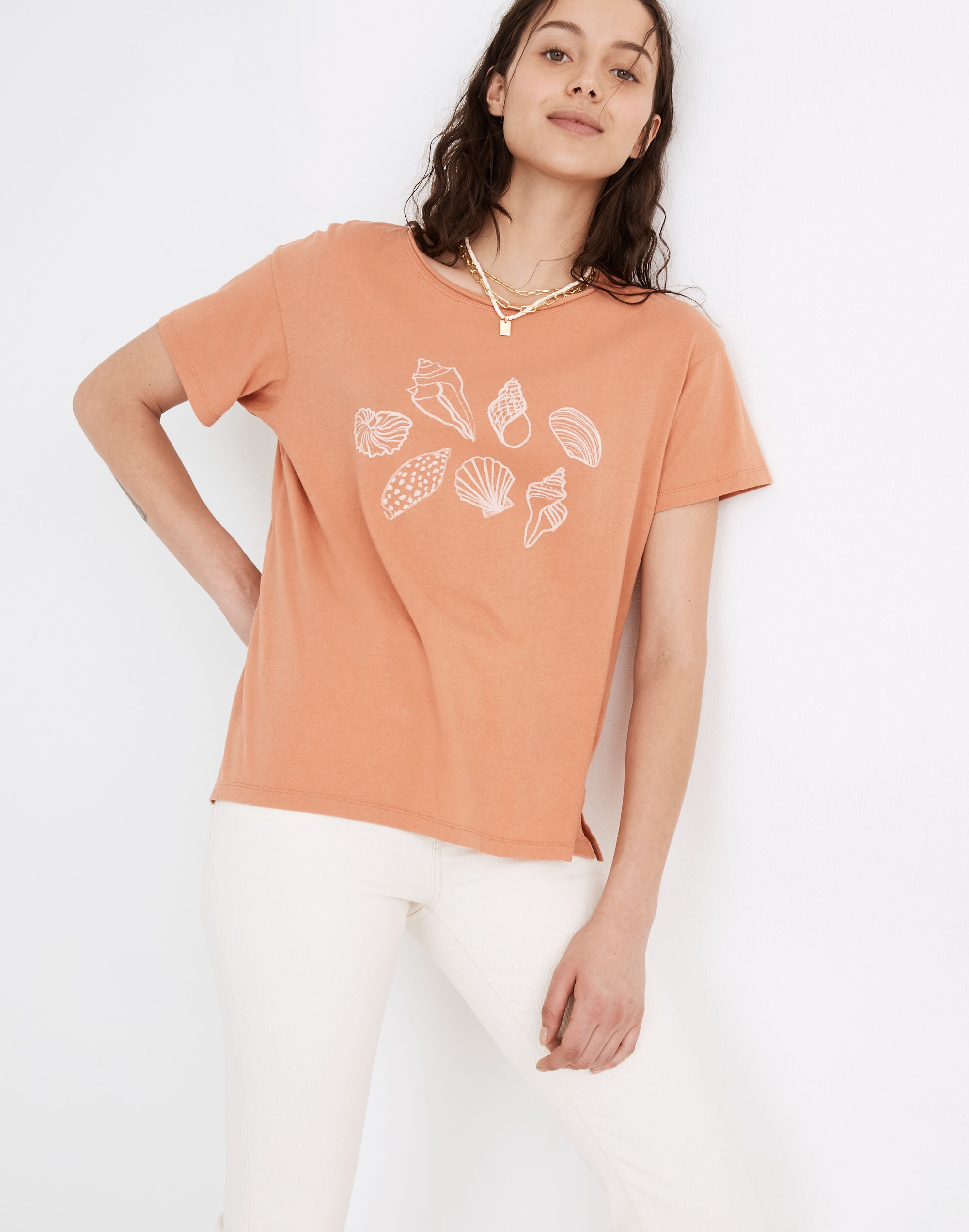 Madewell x &Eacute;lan Byrd Shell Graphic Softfade Cotton Oversized Pocket Tee