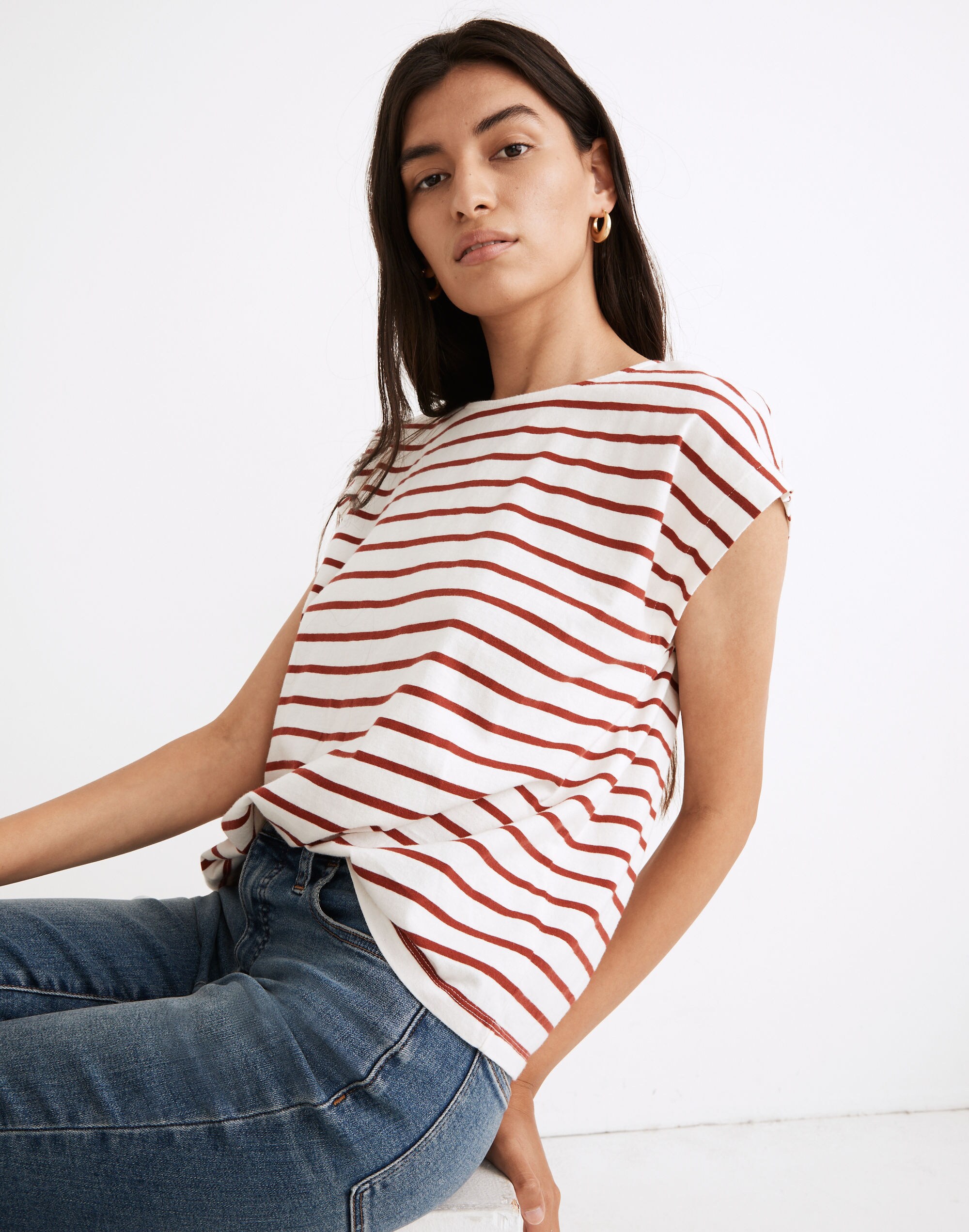Shoulder Tee in Stripe
