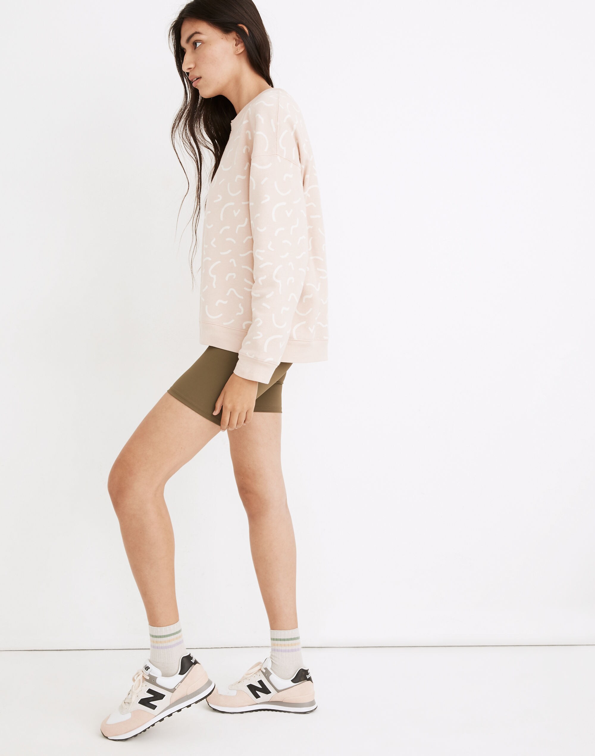 Double-Crewneck Sweatshirt in Bold Squiggles