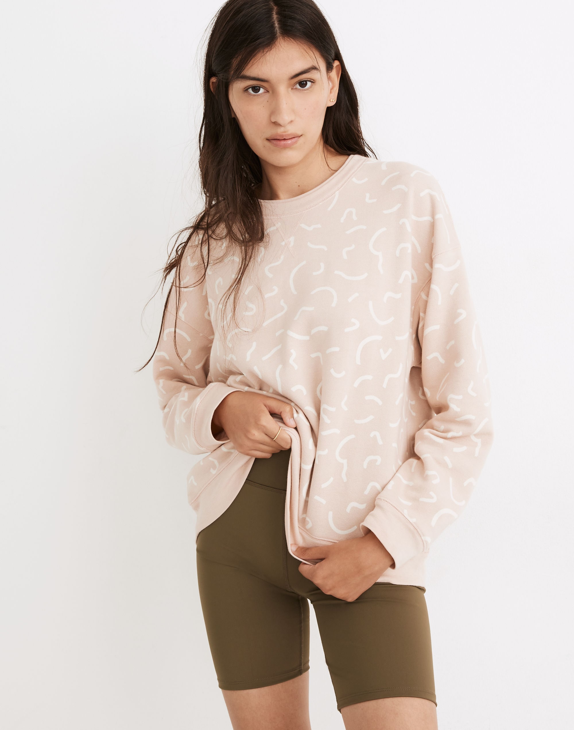 Double-Crewneck Sweatshirt in Bold Squiggles