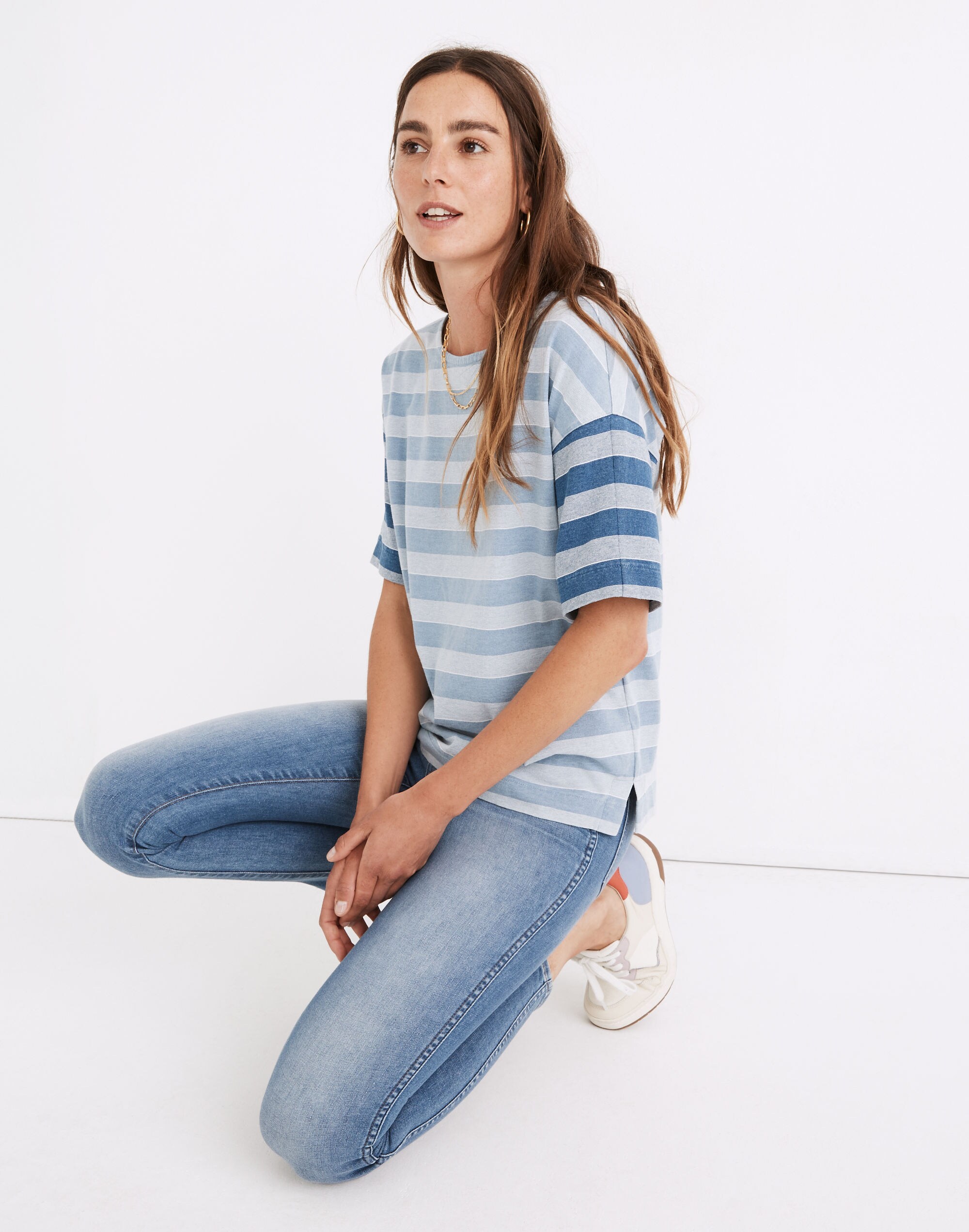 Indigo Stripe-Block Tee