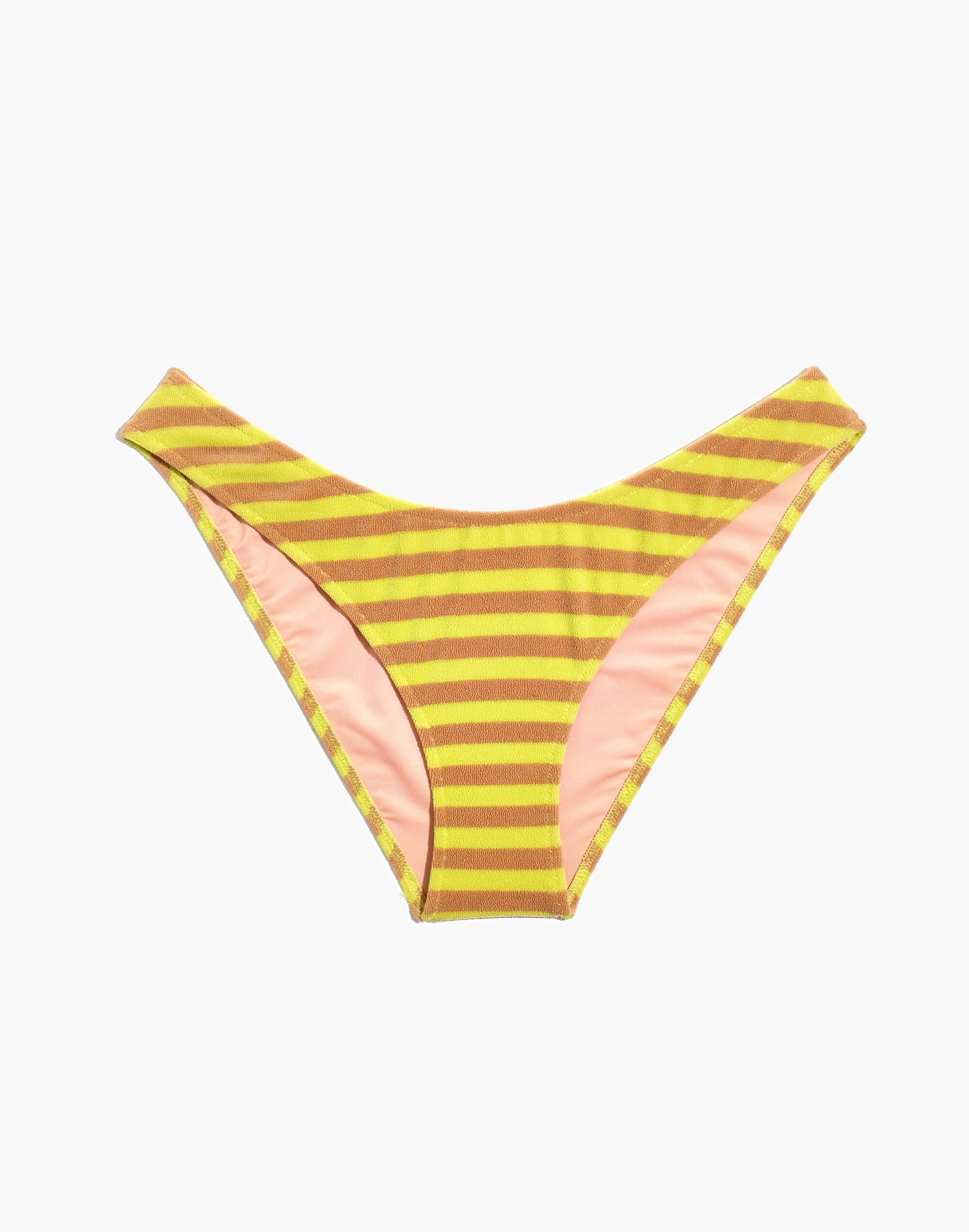 Madewell Striped Terry Curved-Waist Bikini Bottom