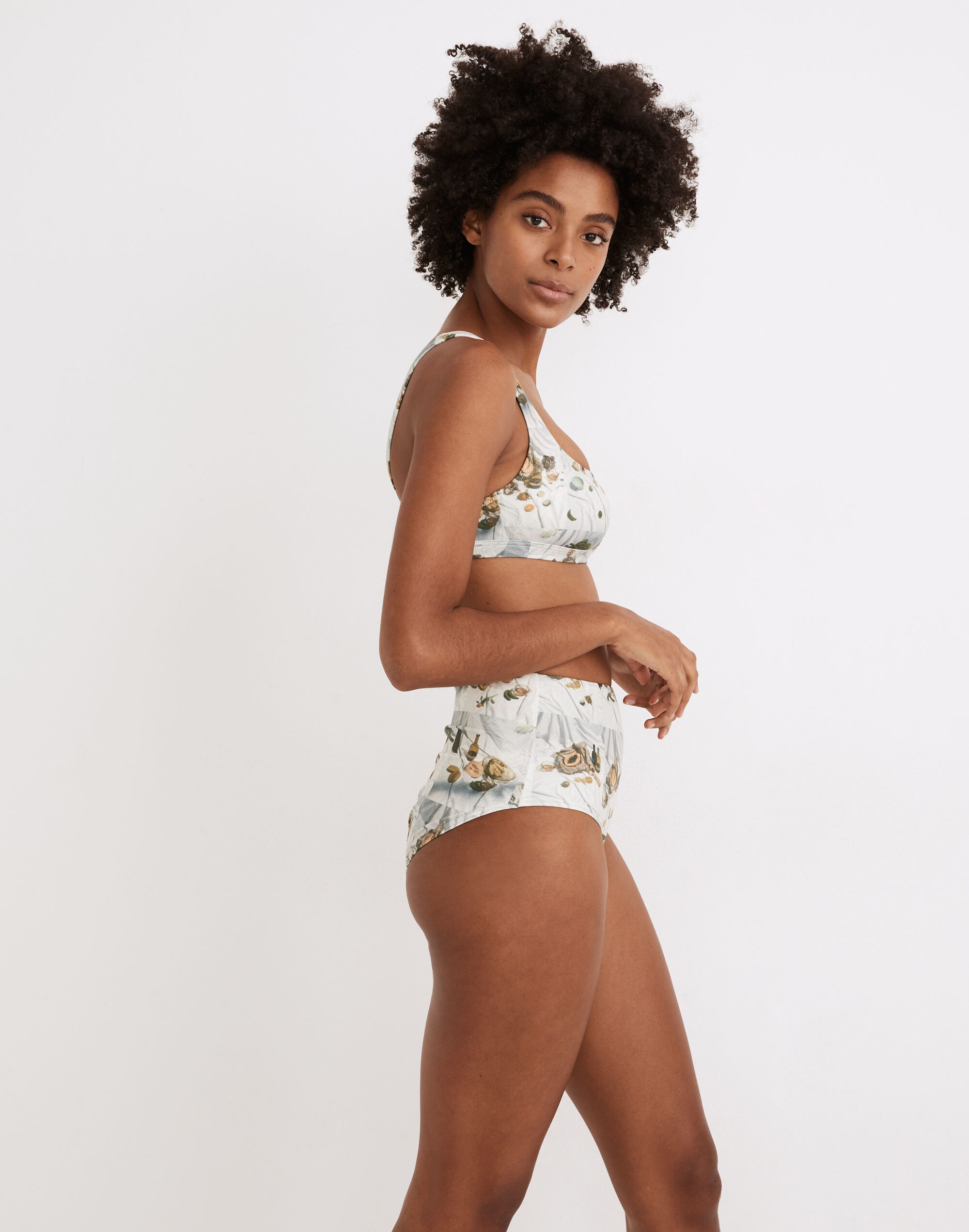 Madewell Second Wave Retro High-Waisted Bikini Bottom in Photogenic Fruit