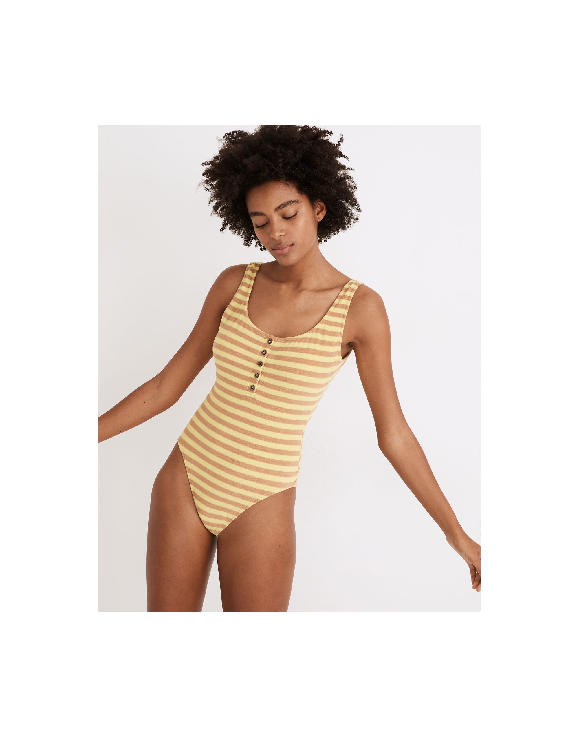 Madewell Striped Terry One-Piece Swimsuit