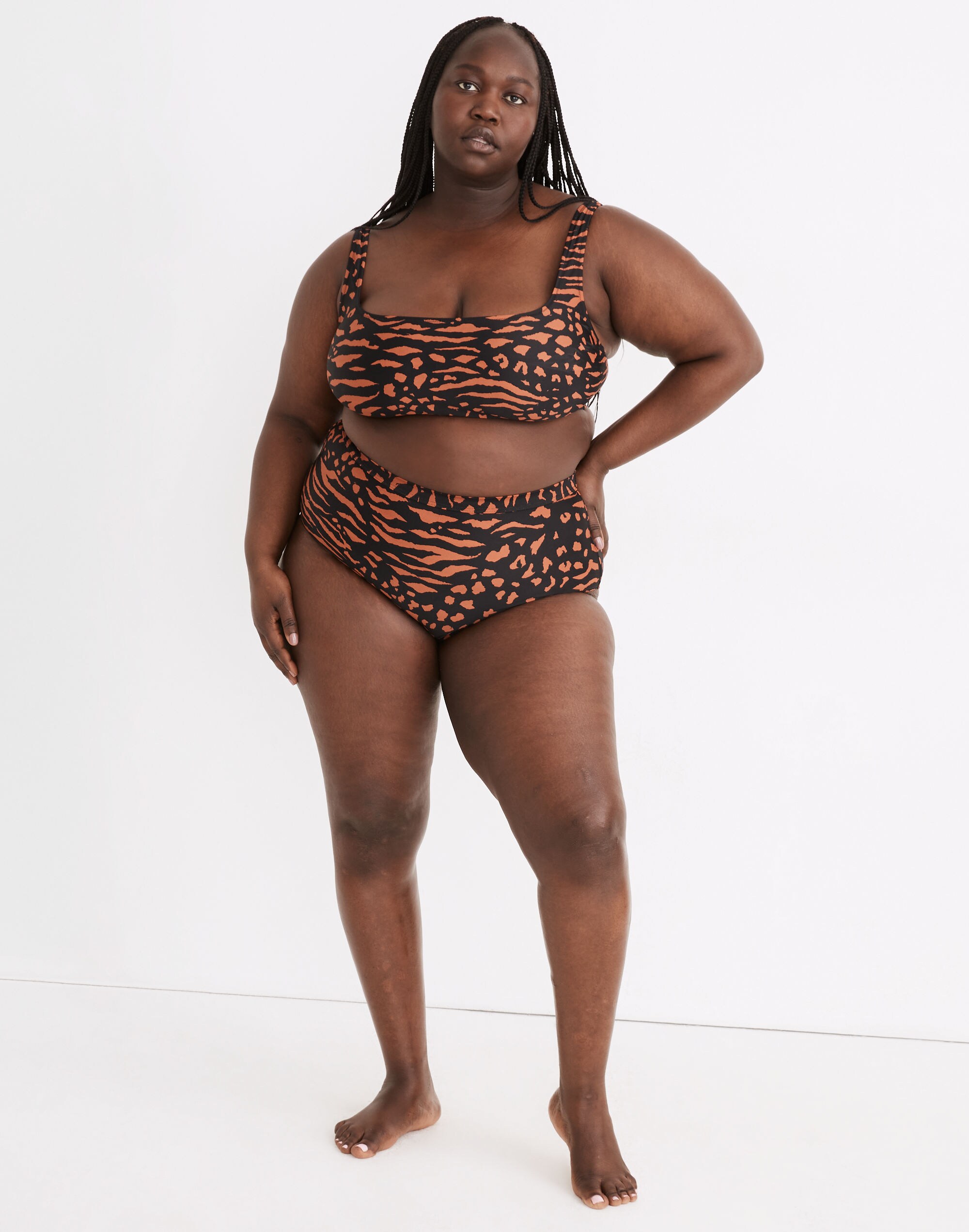 Plus Madewell Second Wave Retro High-Waisted Bikini Bottom in Animal Attraction