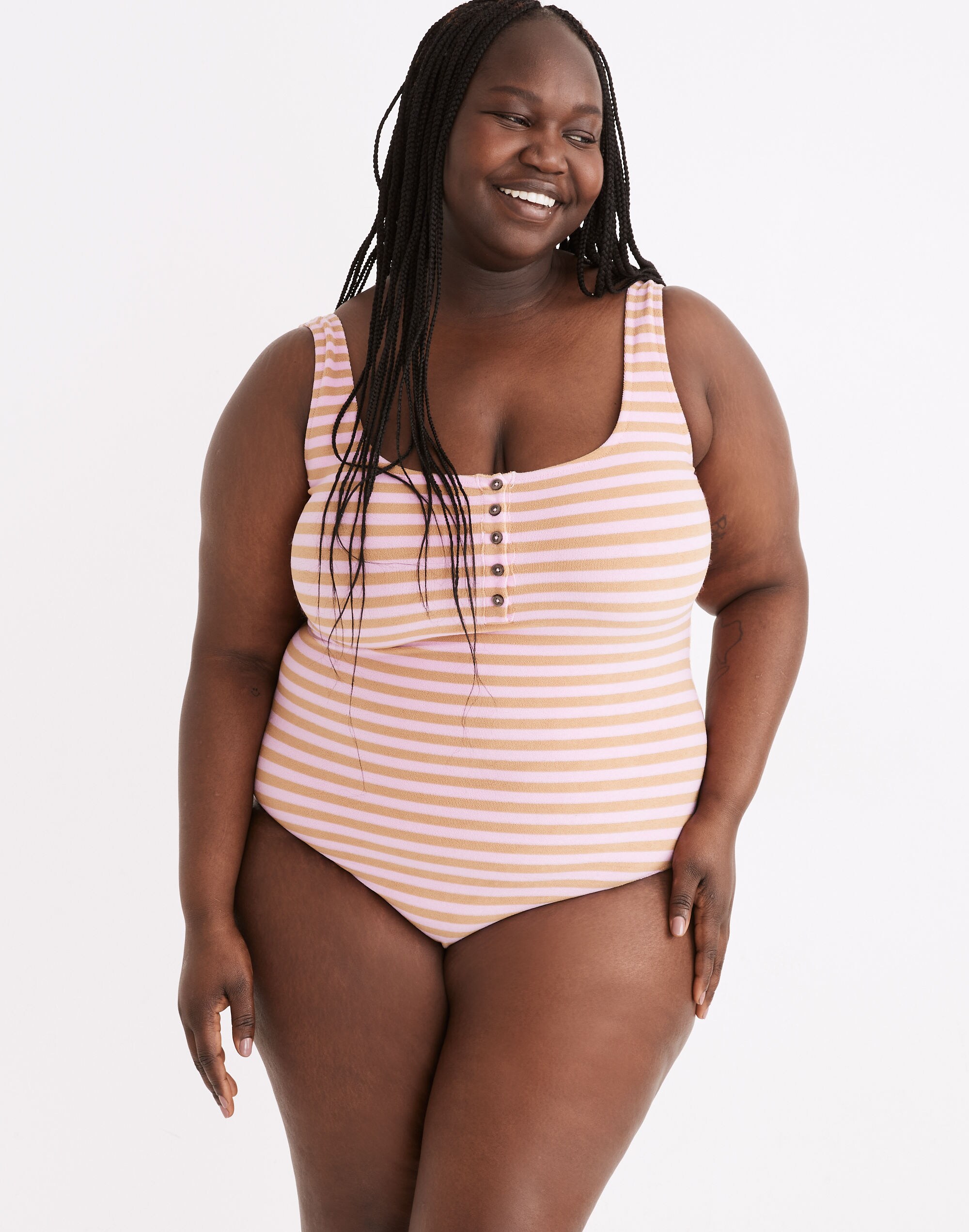 Plus Madewell Striped Terry One-Piece Swimsuit