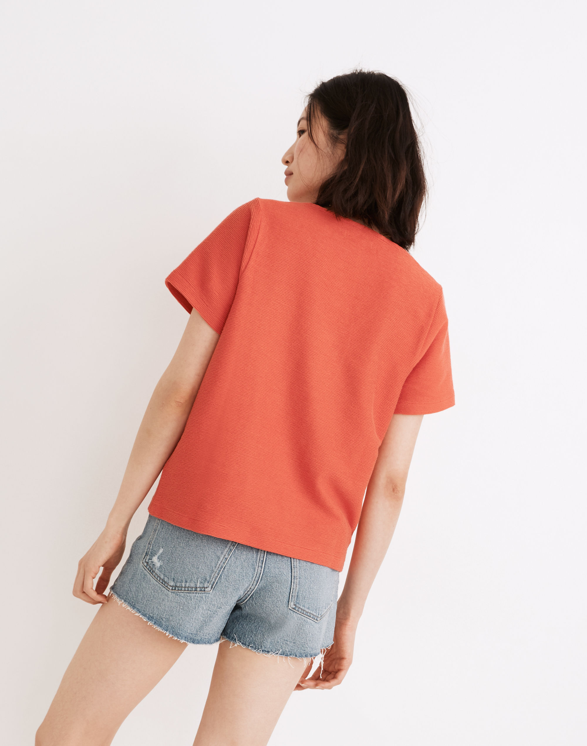 Ottoman Jacquard Ruched-Front Top