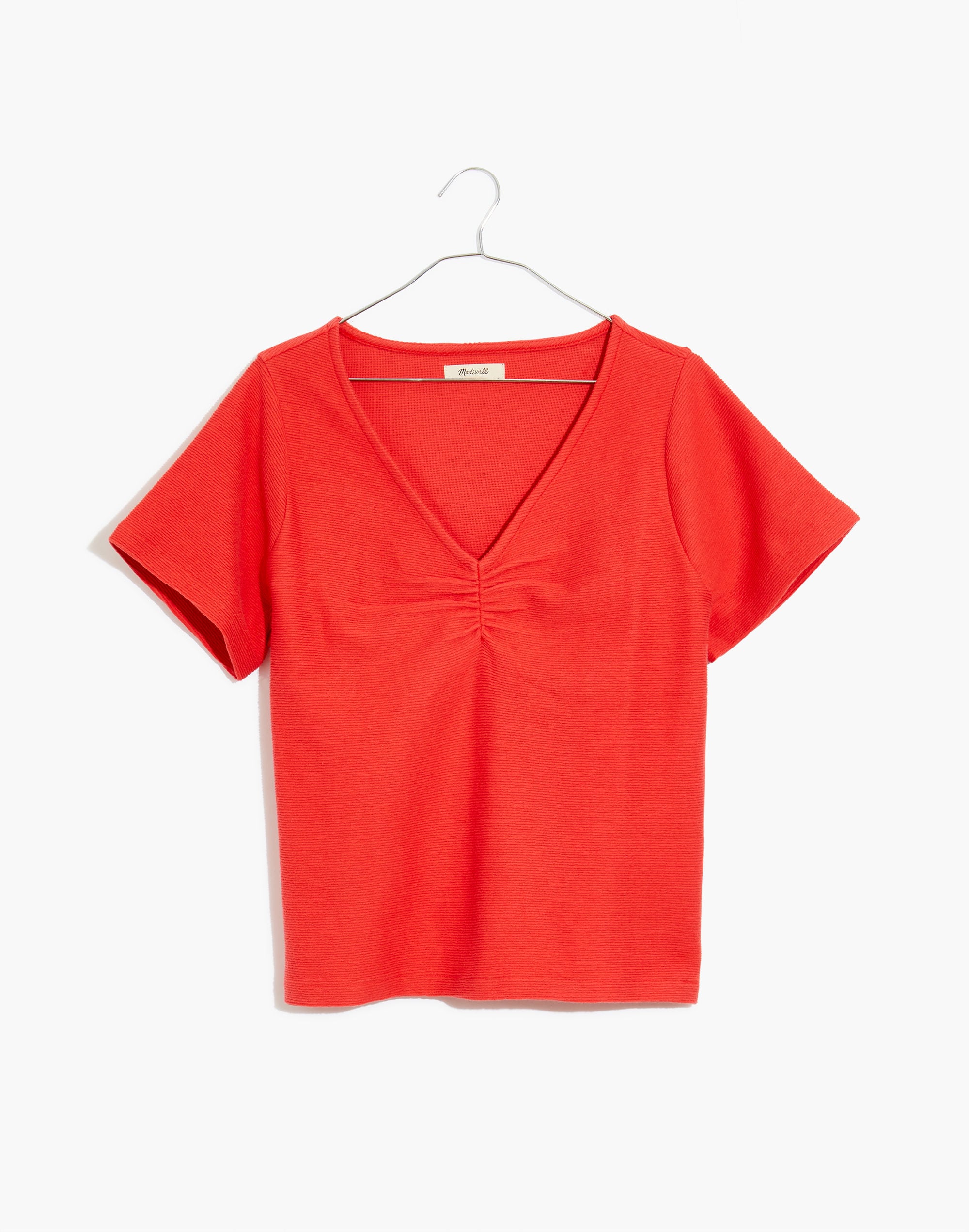 Ottoman Jacquard Ruched-Front Top