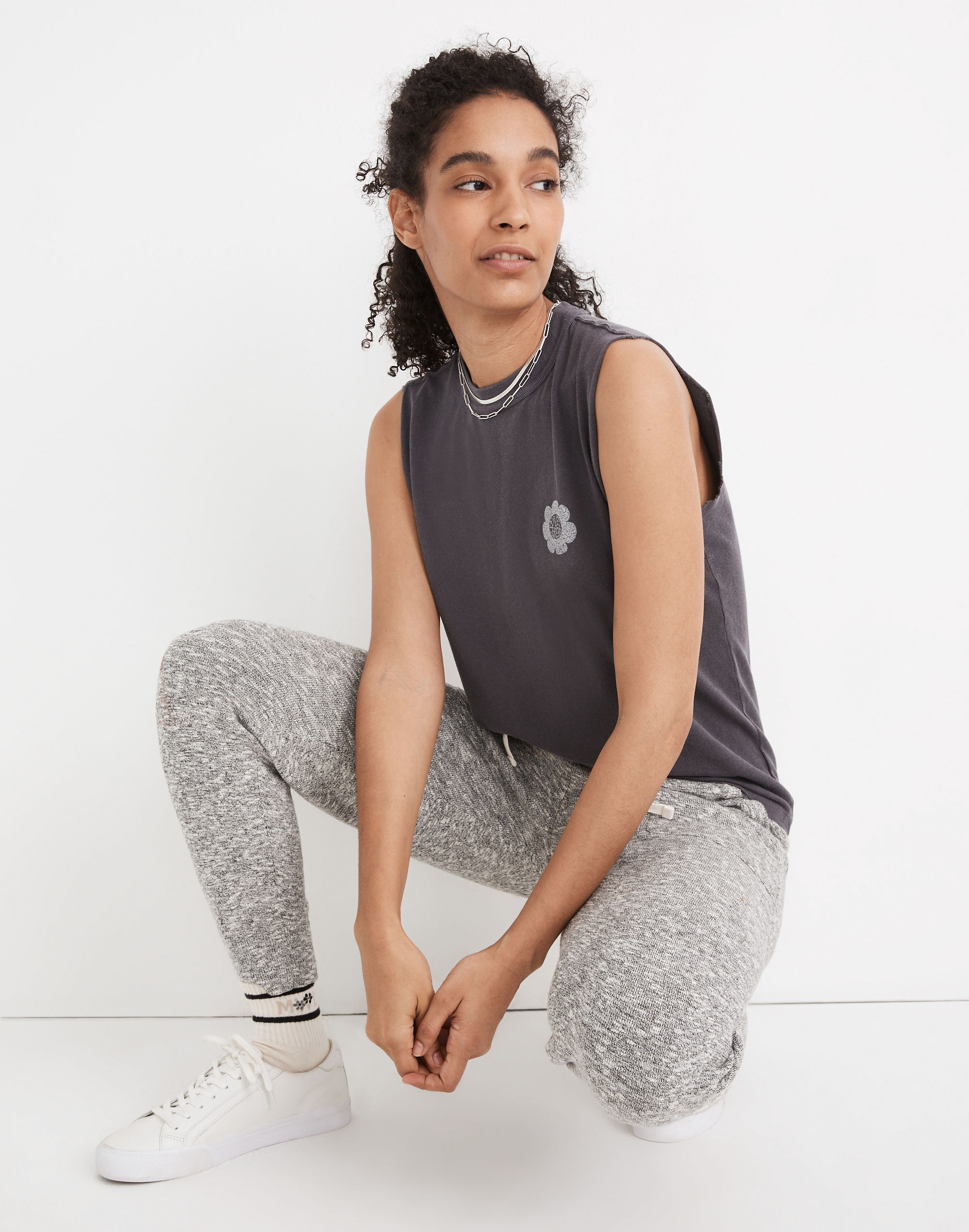 Rivet &amp; Thread Daisy Logo Graphic Cutoff Muscle Tee