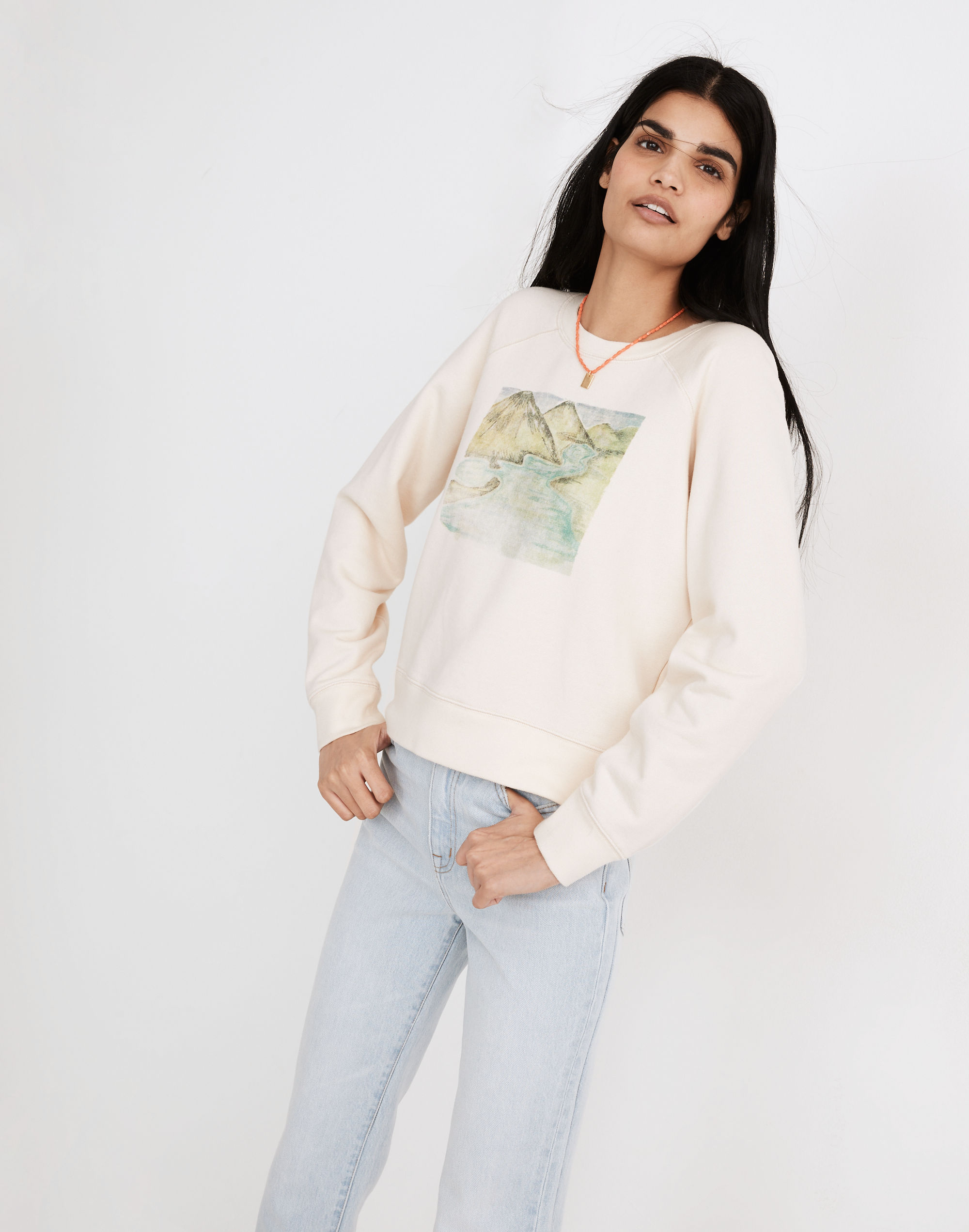 Tahitian Souvenir Graphic (Re)sourced Cotton Crop Sweatshirt