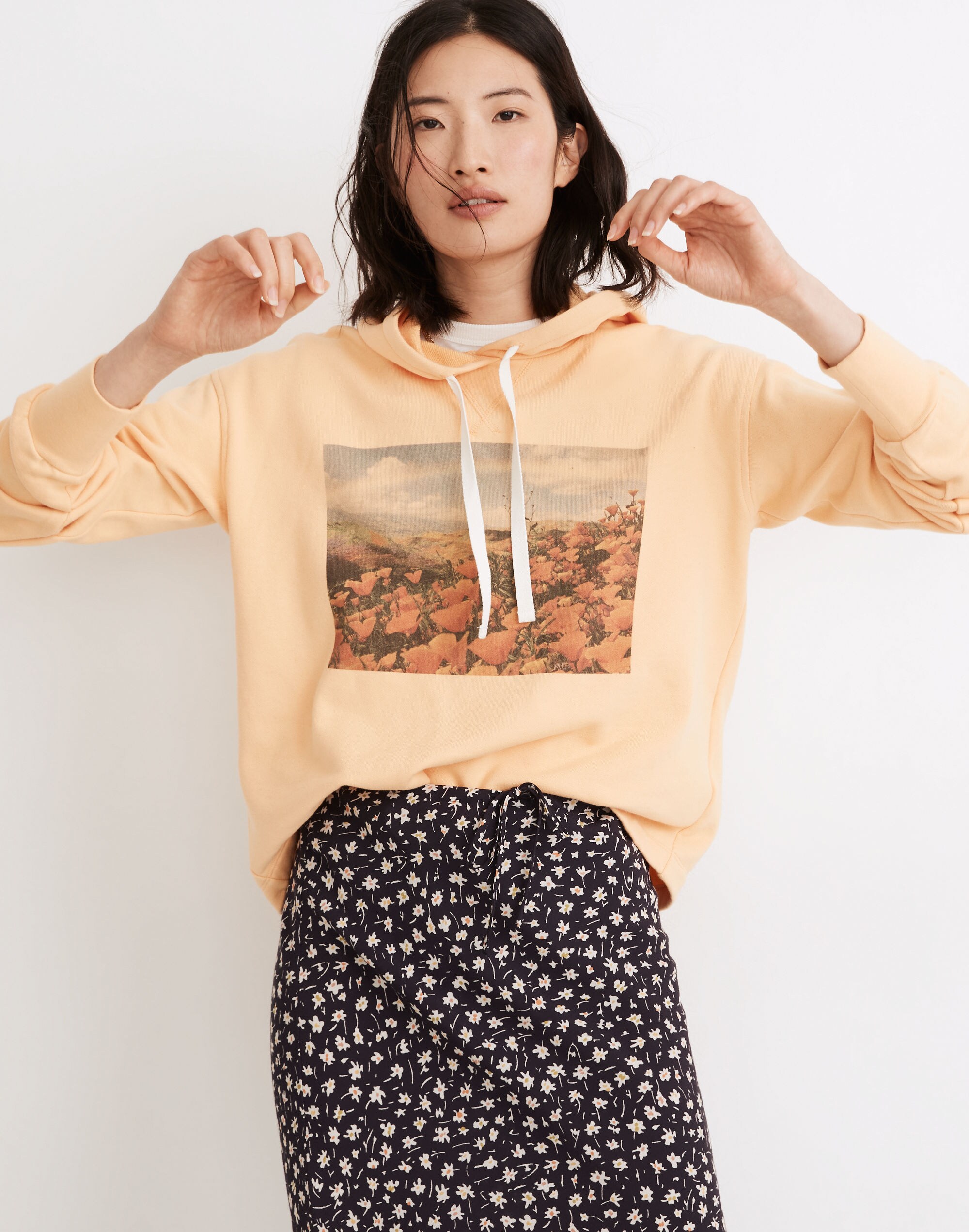 Madewell x Siobh&aacute;n O'Dwyer Poppy Landscape Hoodie Sweatshirt