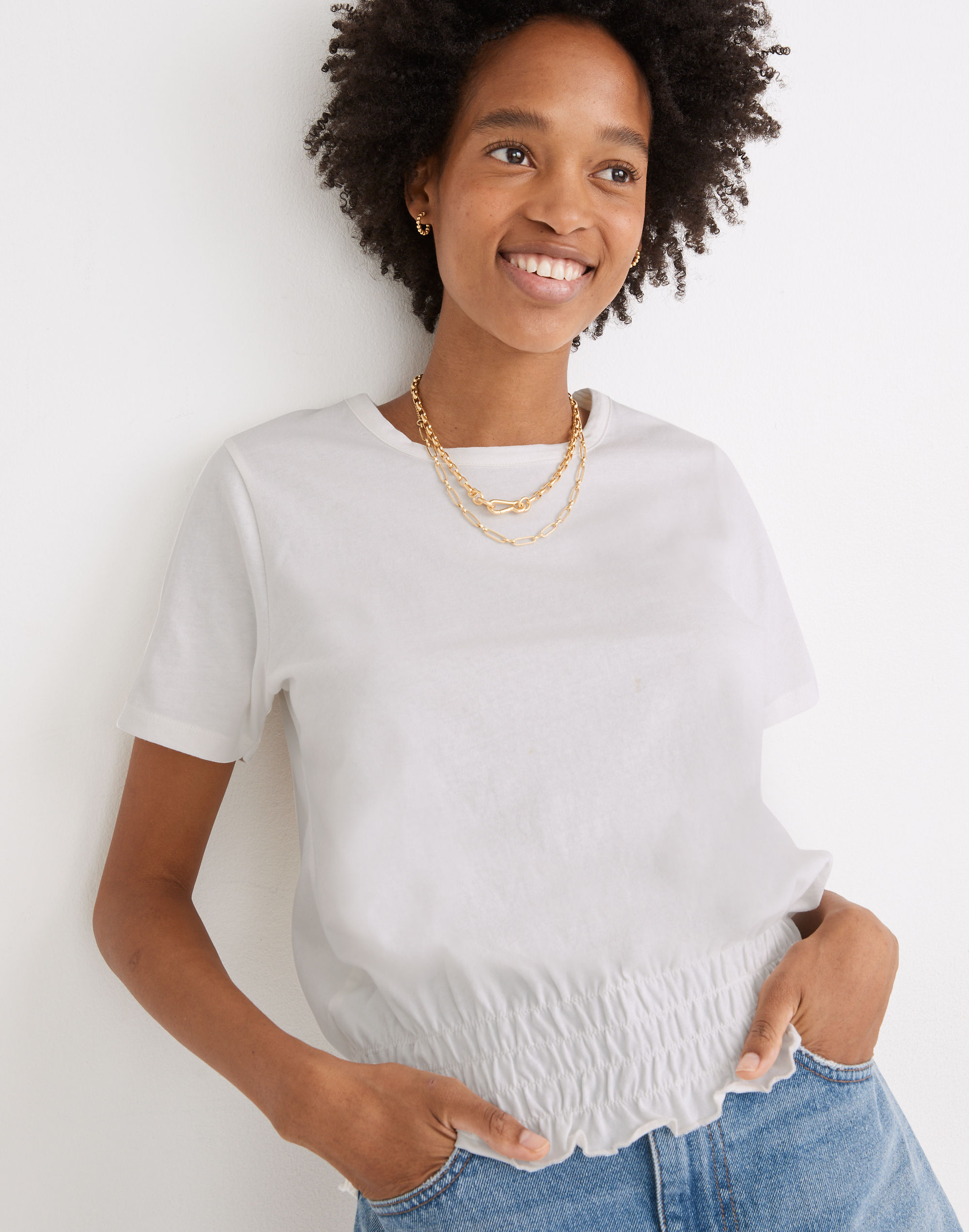 Smocked-Waist Tee
