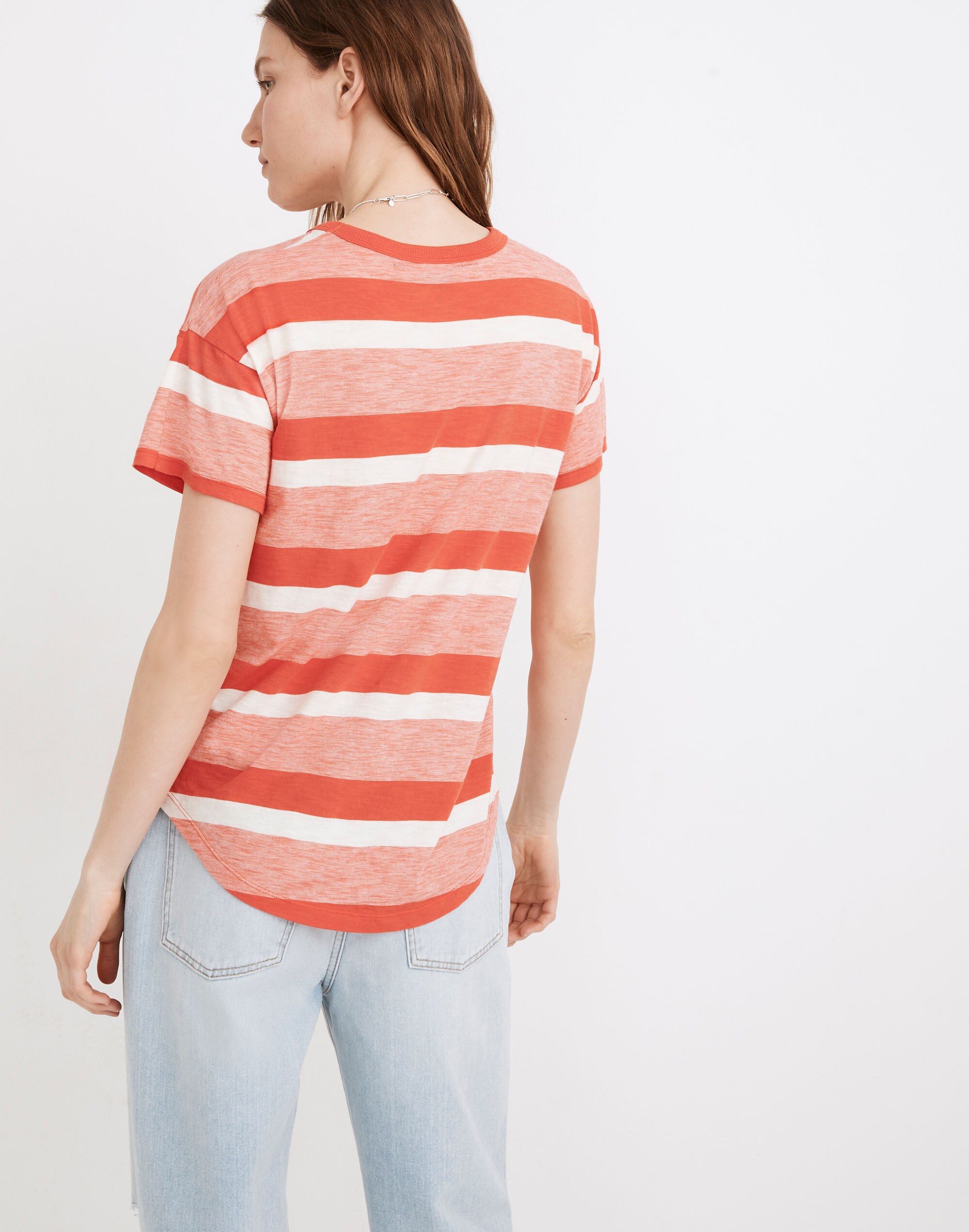 Whisper Cotton Rib-Crewneck Tee in Milner Stripe