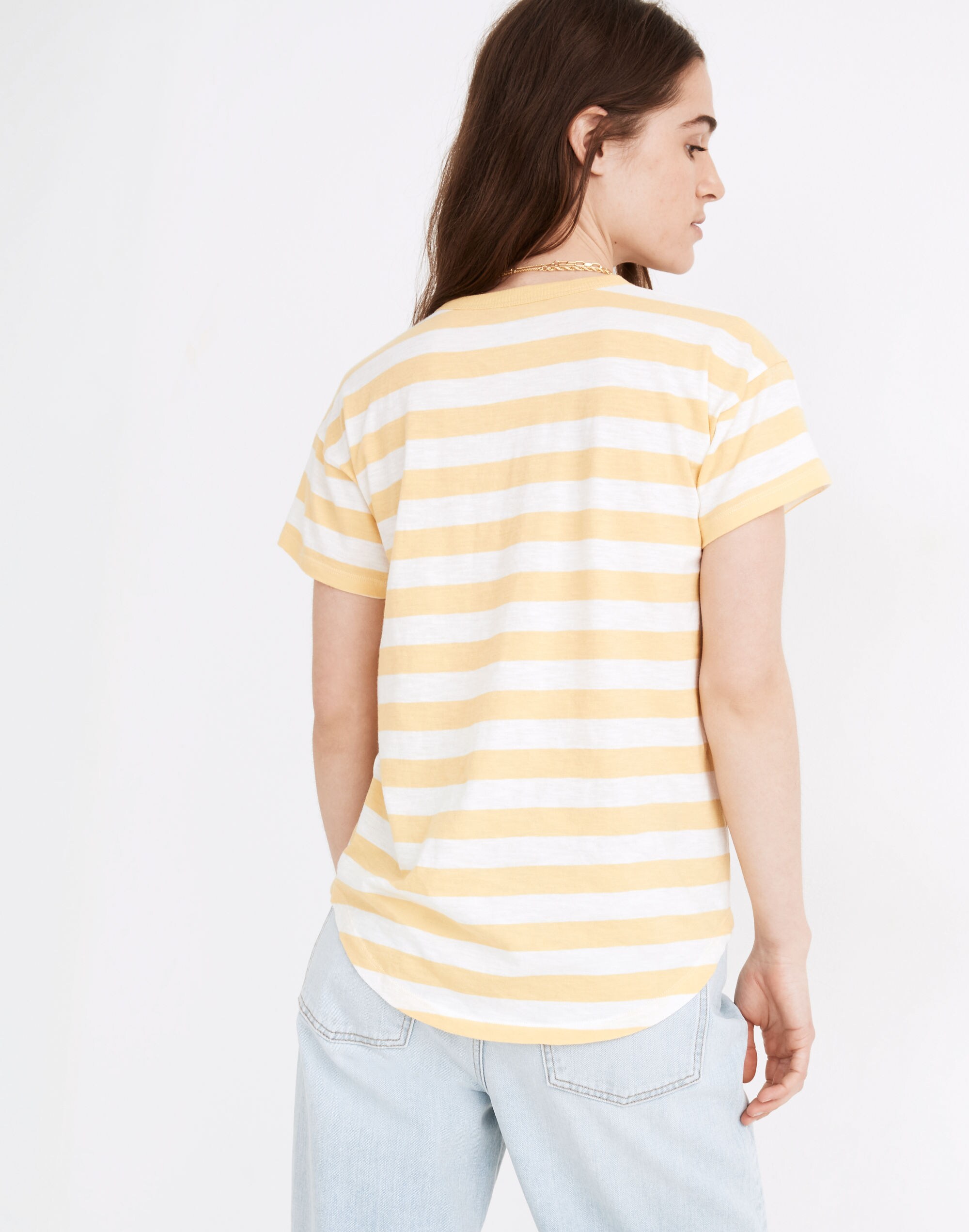 Whisper Cotton Rib-Crewneck Tee in Bastian Stripe