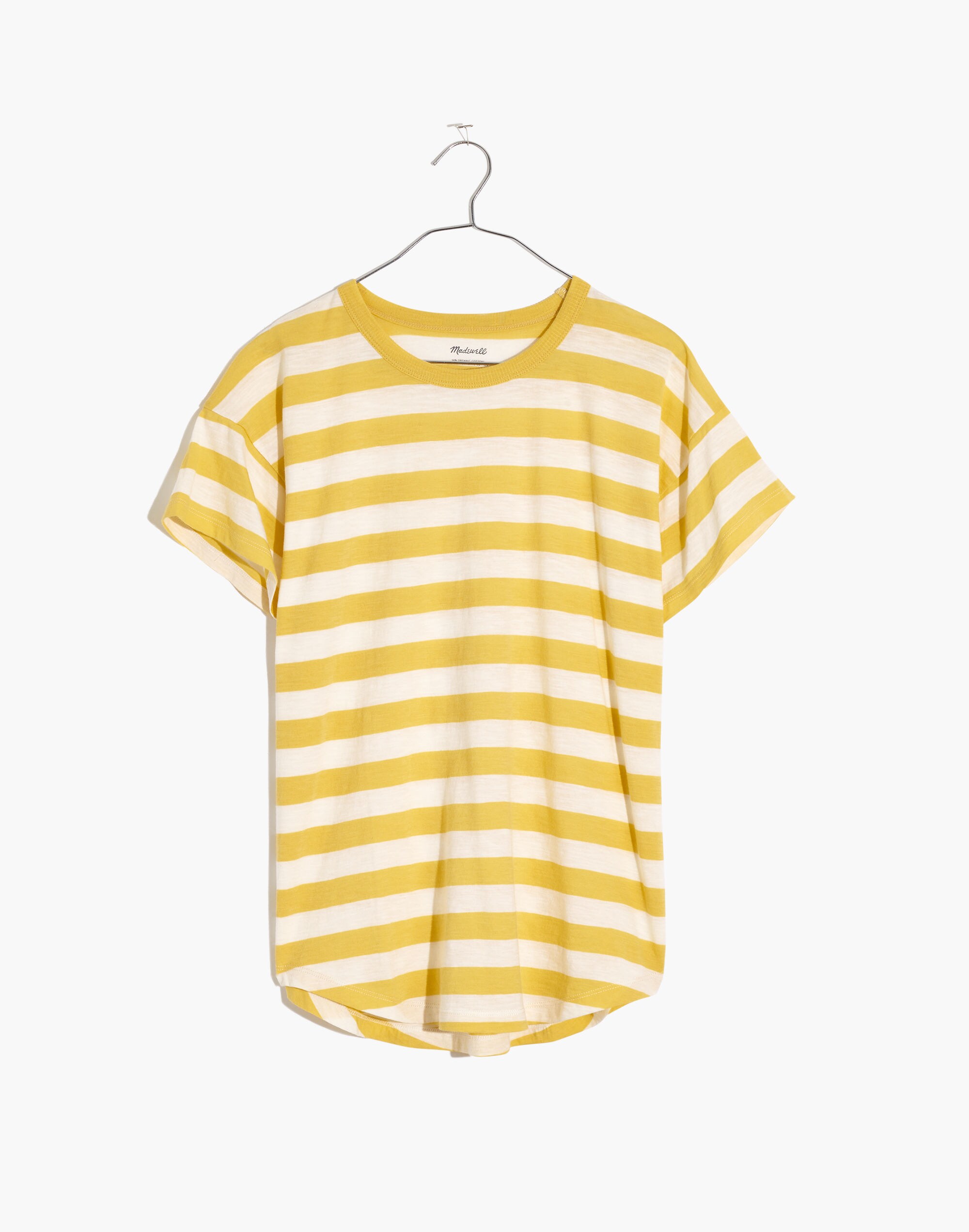 Whisper Cotton Rib-Crewneck Tee in Bastian Stripe