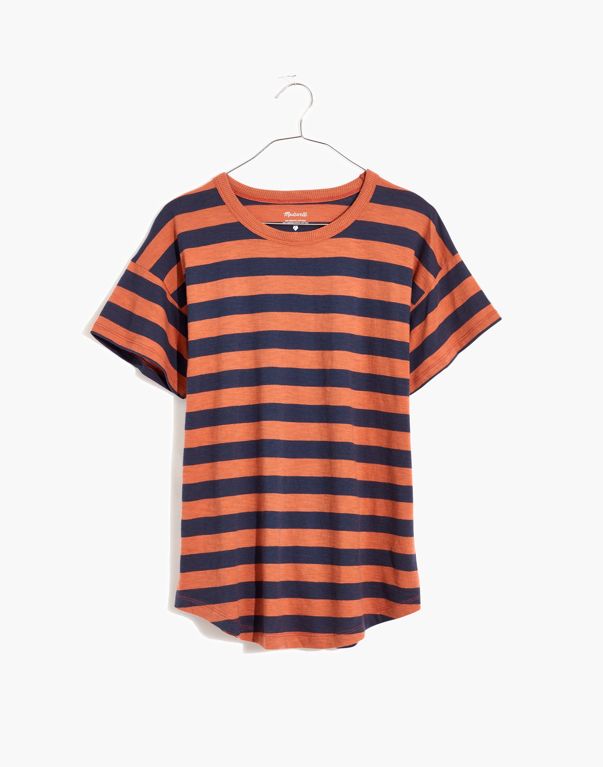 Whisper Cotton Rib-Crewneck Tee in Bastian Stripe