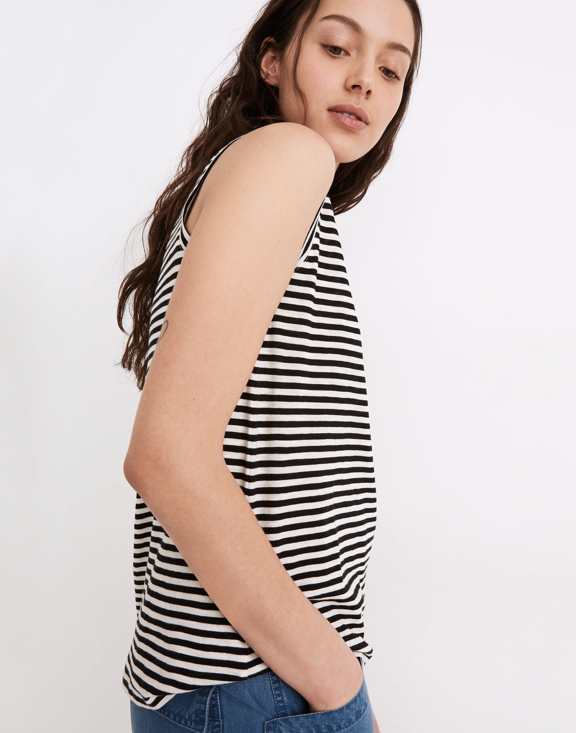 Whisper Cotton V-Neck Tank in Tierney Stripe
