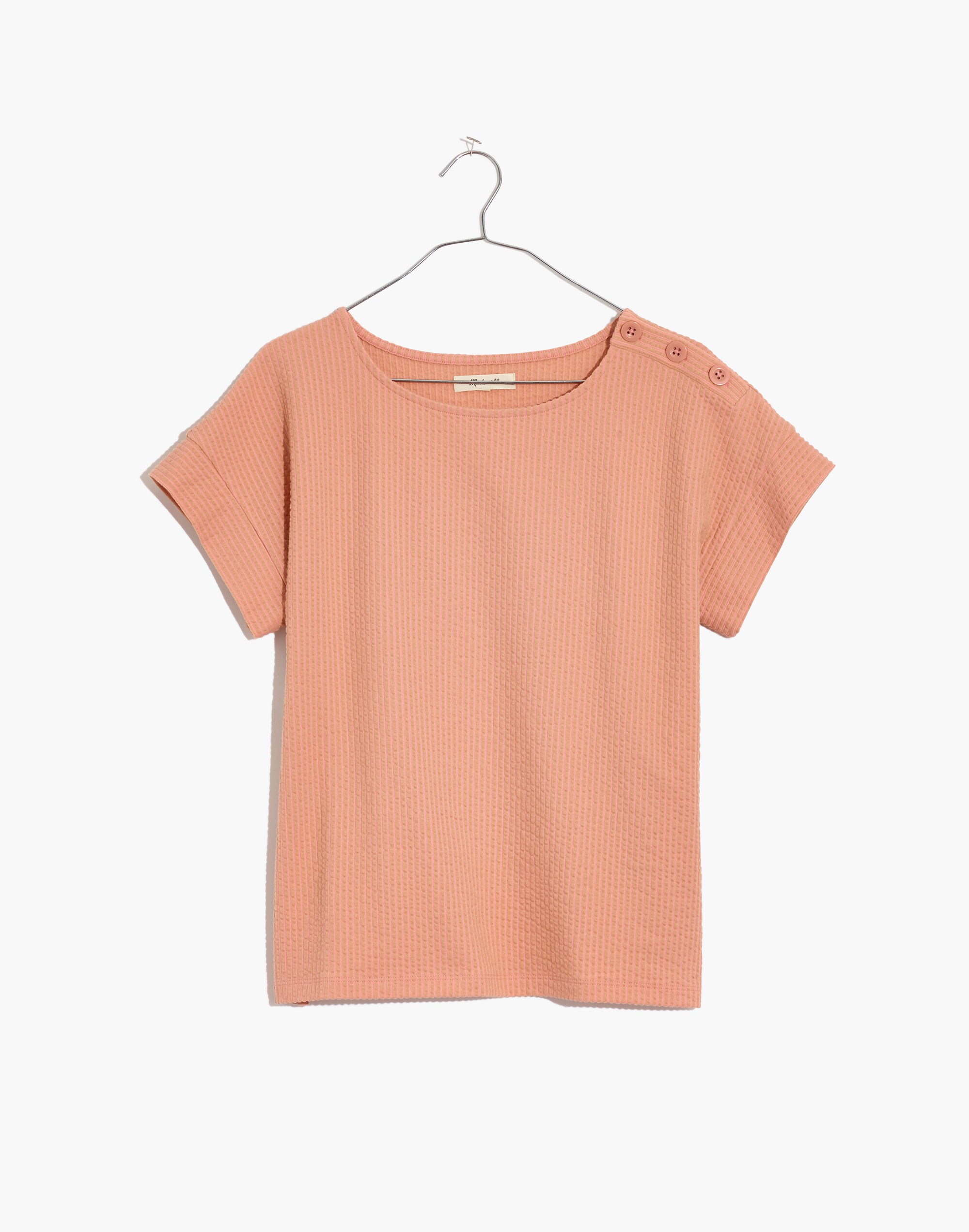 Seersucker Button-Shoulder Top
